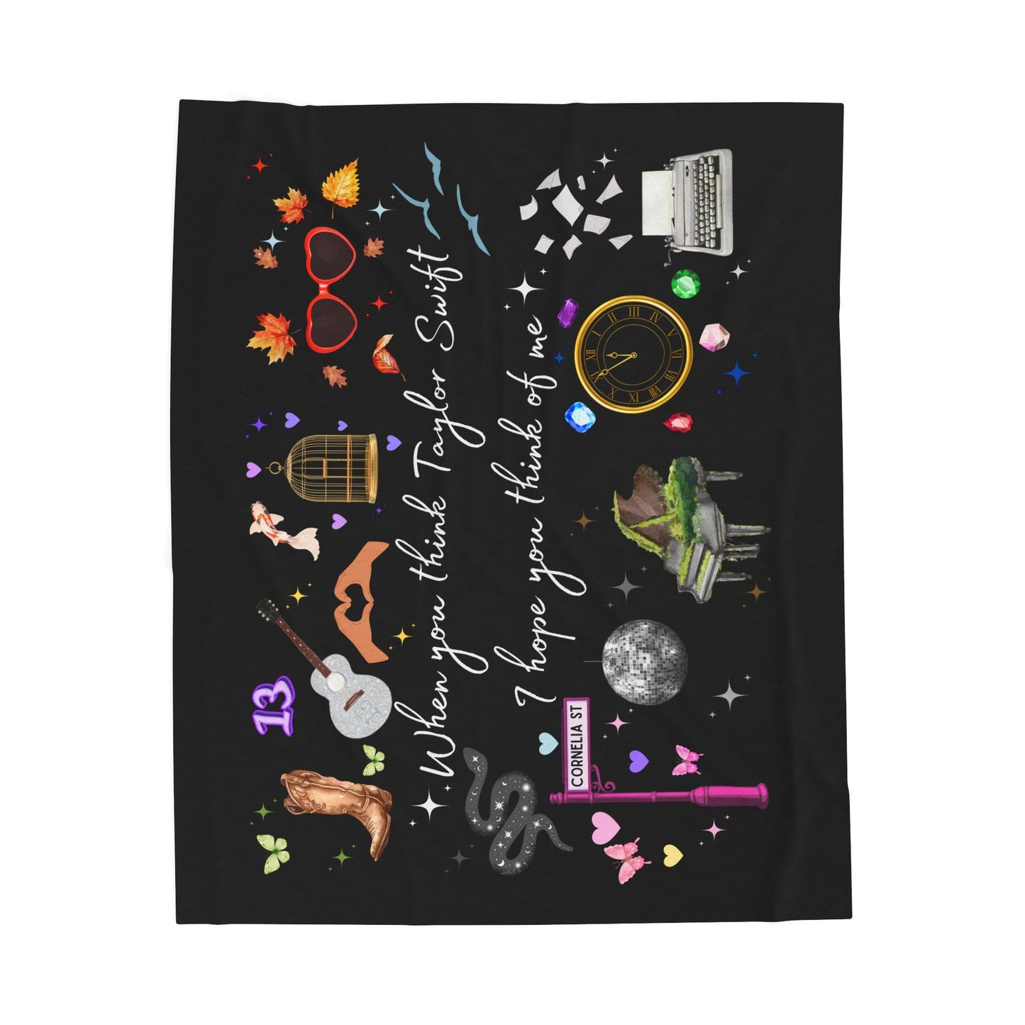 I hope you think of me -  Lightweight Velveteen Plush Blanket, Cozy Throw, Gift for Swifties, Home Decor, Music Lover Blanket, Soft Fleece
