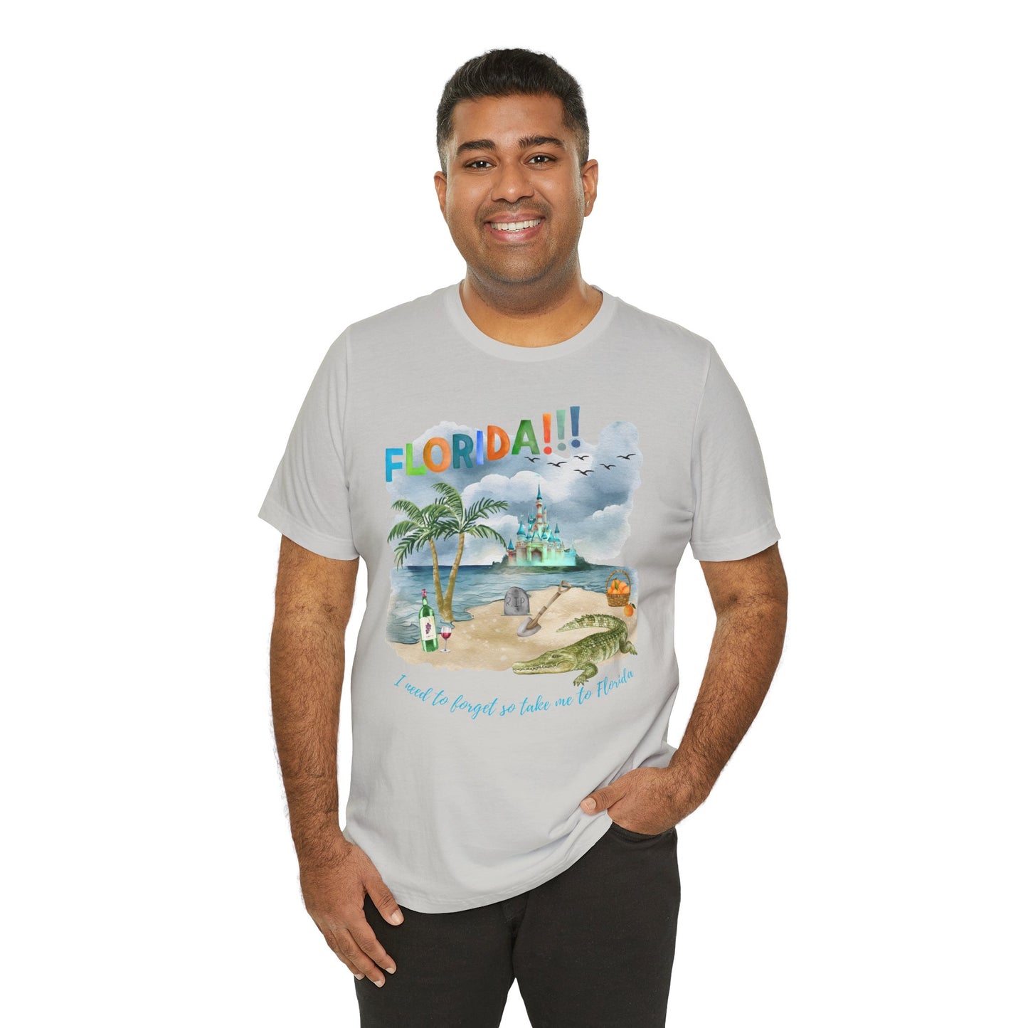 FLORIDA!!! Watercolor Print - Unisex Jersey Short Sleeve Tee