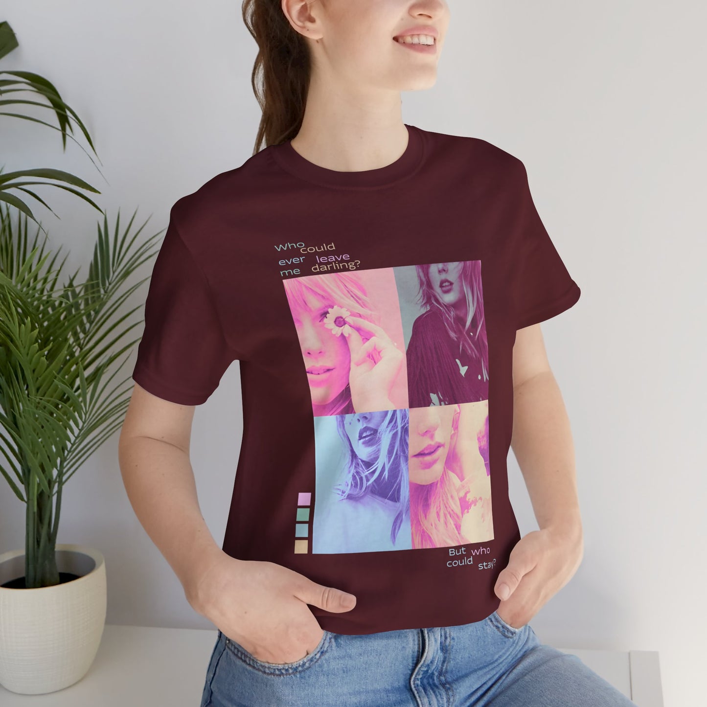 Pop Art Photo Grid Tee — "Who Could Stay?" Unisex Bella Canvas Collage T-Shirt