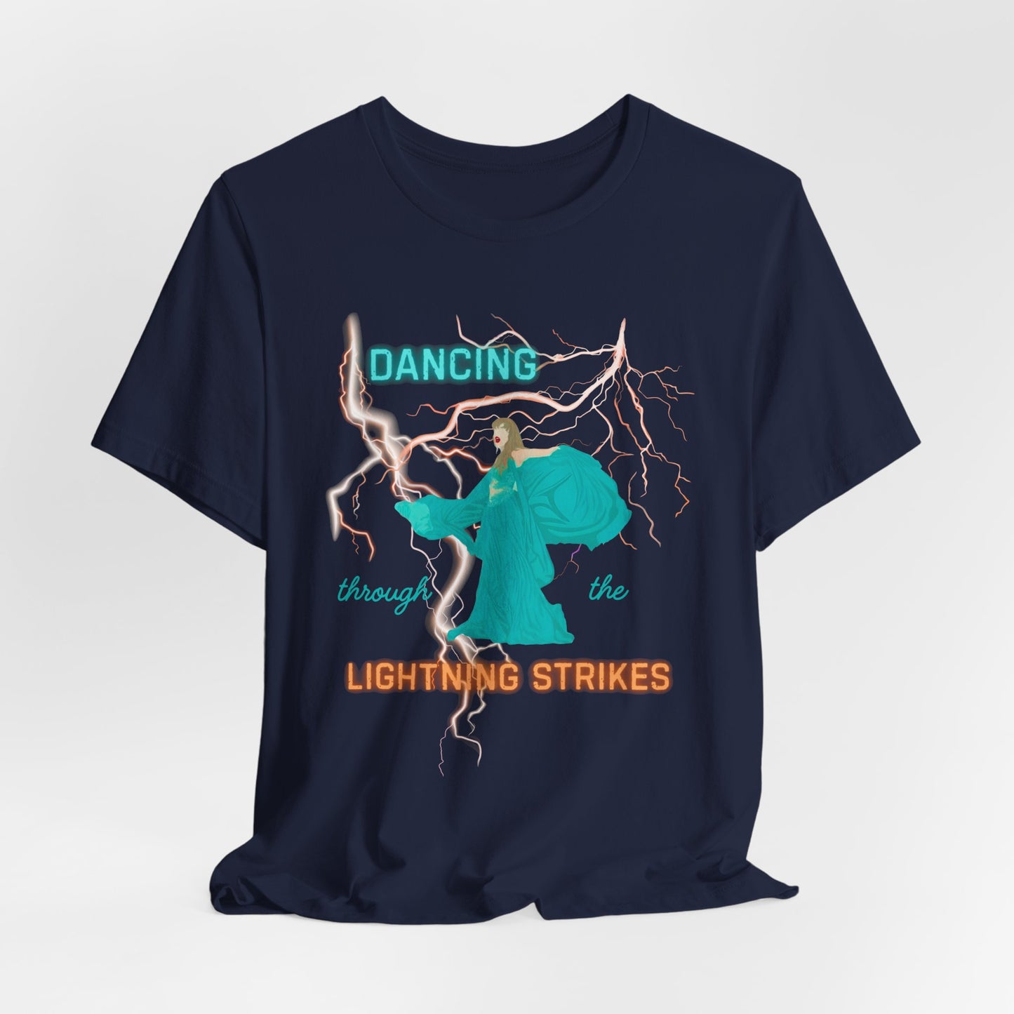 Dancing Through the Lightning Strikes Tee, Unisex Graphic T-Shirt for Music Lovers, Concert Attire, Festival Wear, Unique Gift