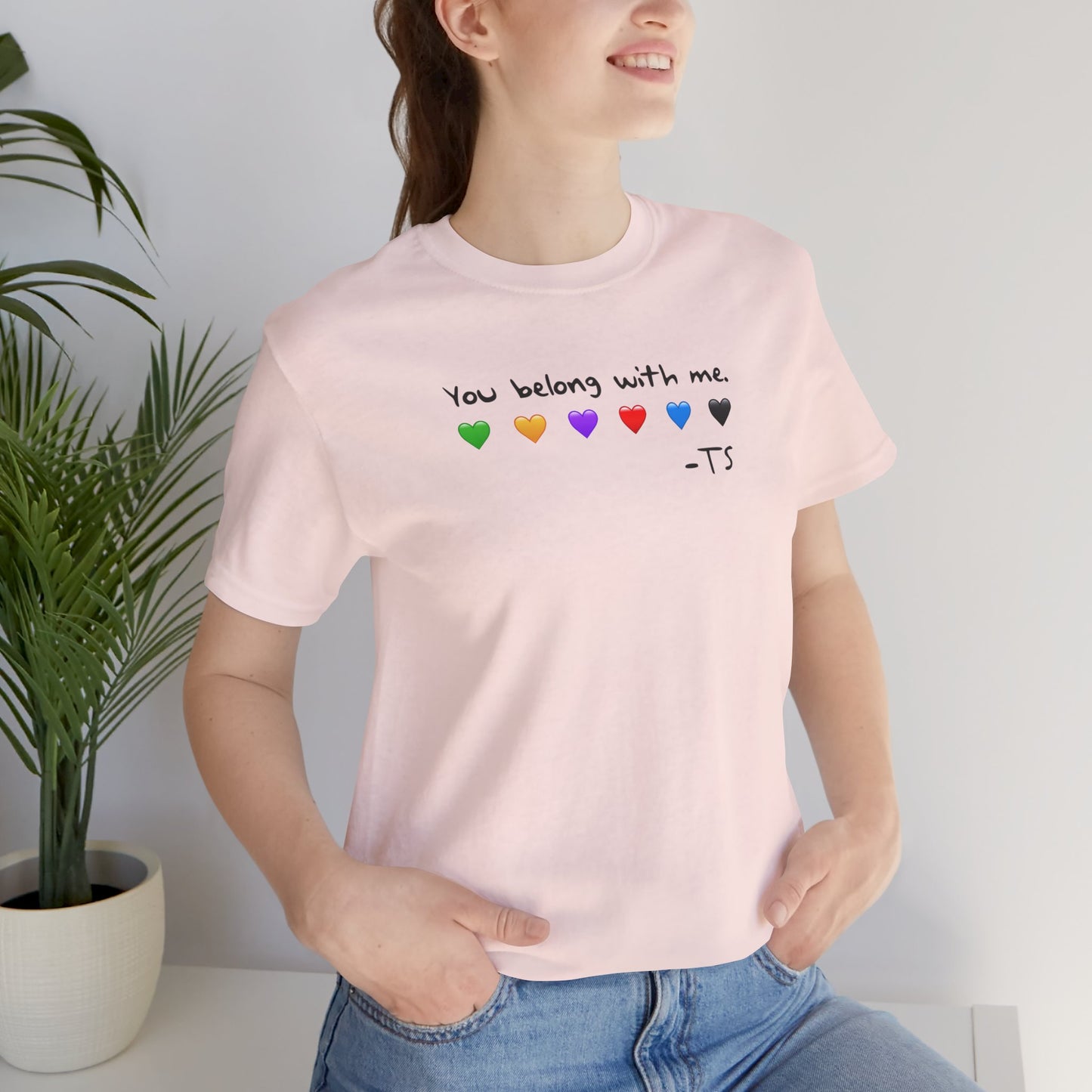 "You Belong With Me" Heart Tee - Unisex Jersey Short Sleeve T-Shirt, Casual Wear, Gift for Friends, Swiftie Gift