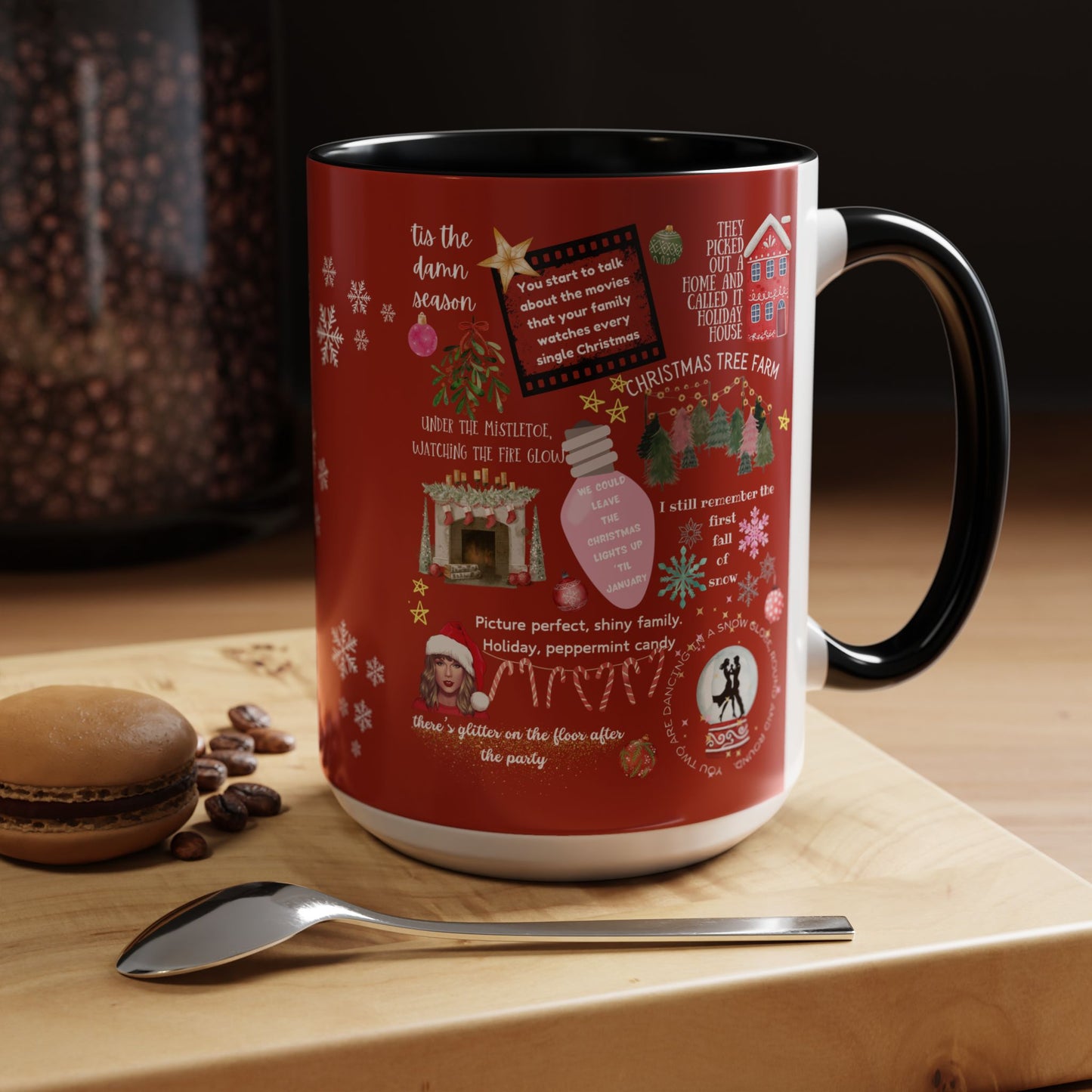 Merry Swiftmas - Swiftie Lyrics Collage - Accent Coffee Mug (11, 15oz)