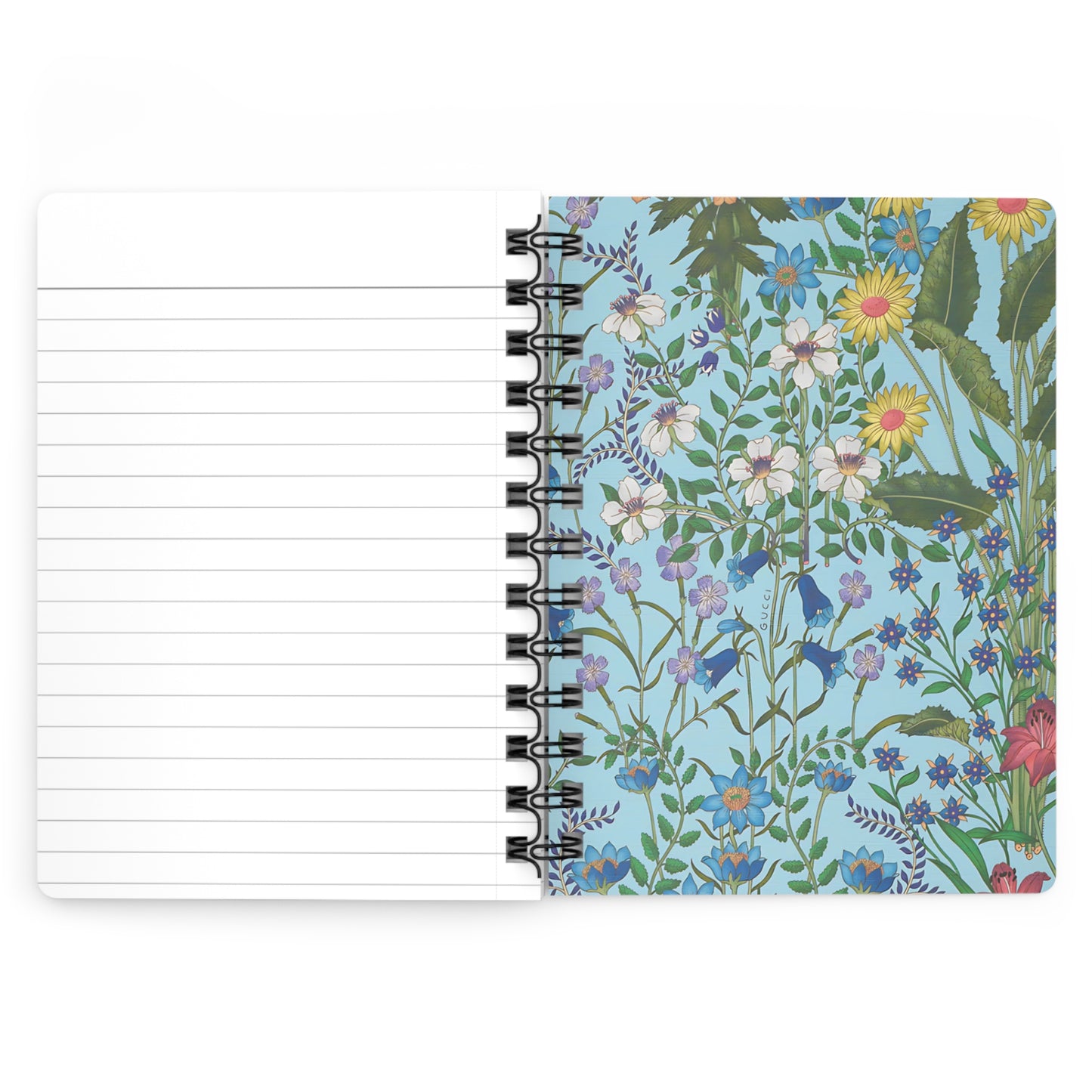 Floral Spiral Bound Journal "Flora Blue" - Colorful Flower Design for Creative Journaling
