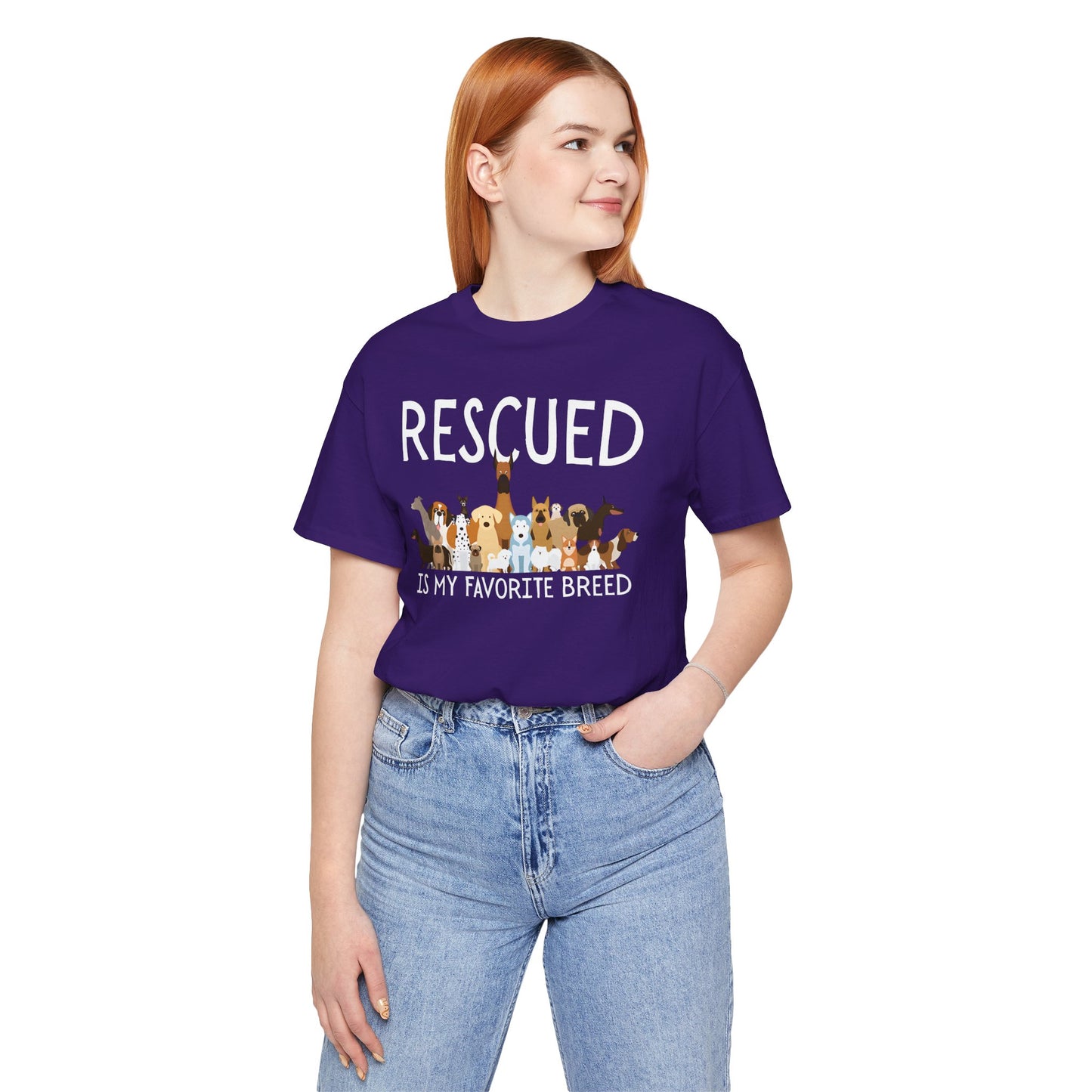 Unisex Dog Lover Tee: 'Rescued is My Favorite Breed' Shirt, Animal Rescue Gift, Pet Owner Apparel, Fun Casual Wear, Birthday Gift