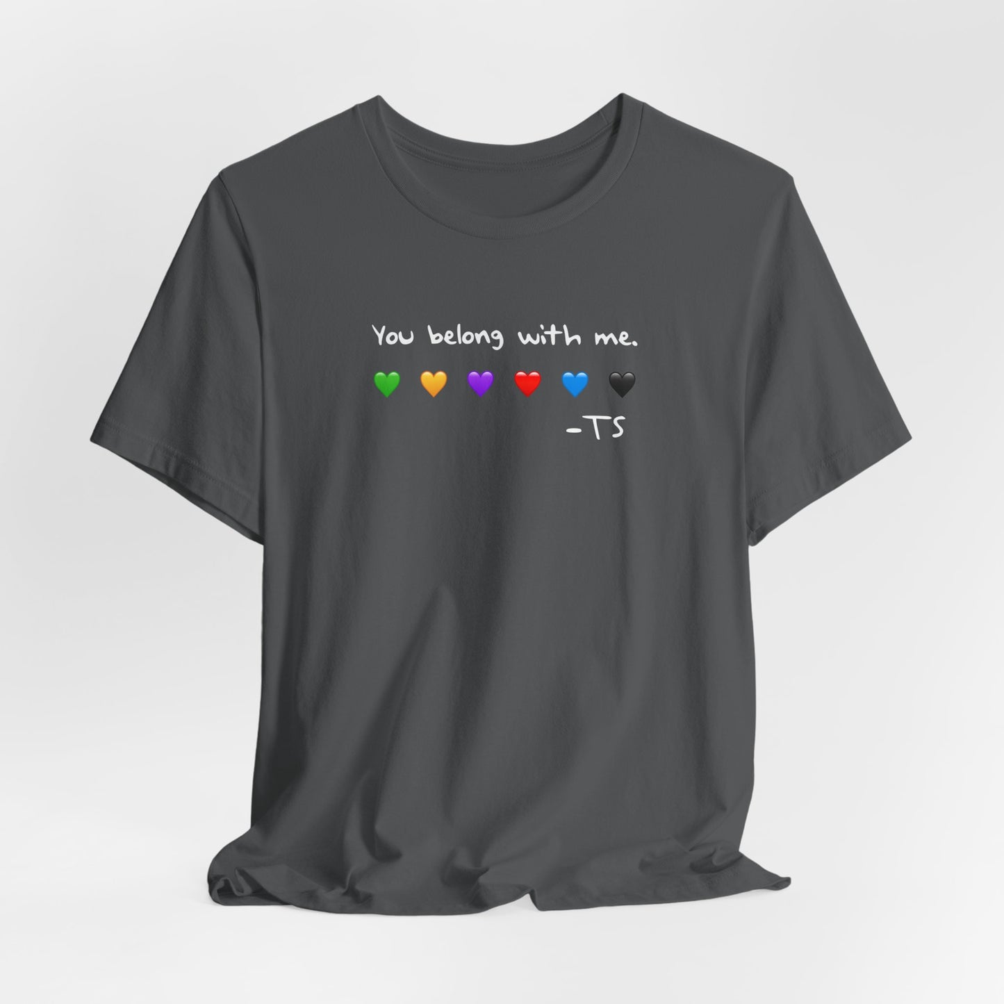 "You Belong With Me" Heart Tee - Unisex Jersey Short Sleeve T-Shirt, Casual Wear, Gift for Friends, Swiftie Gift