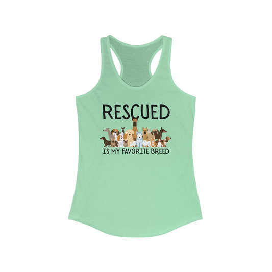Rescued is My Favorite Breed Tank Top, Animal Lover Gift, Dog Rescue Shirt, Casual Summer Apparel, Pet Adoption Support Top