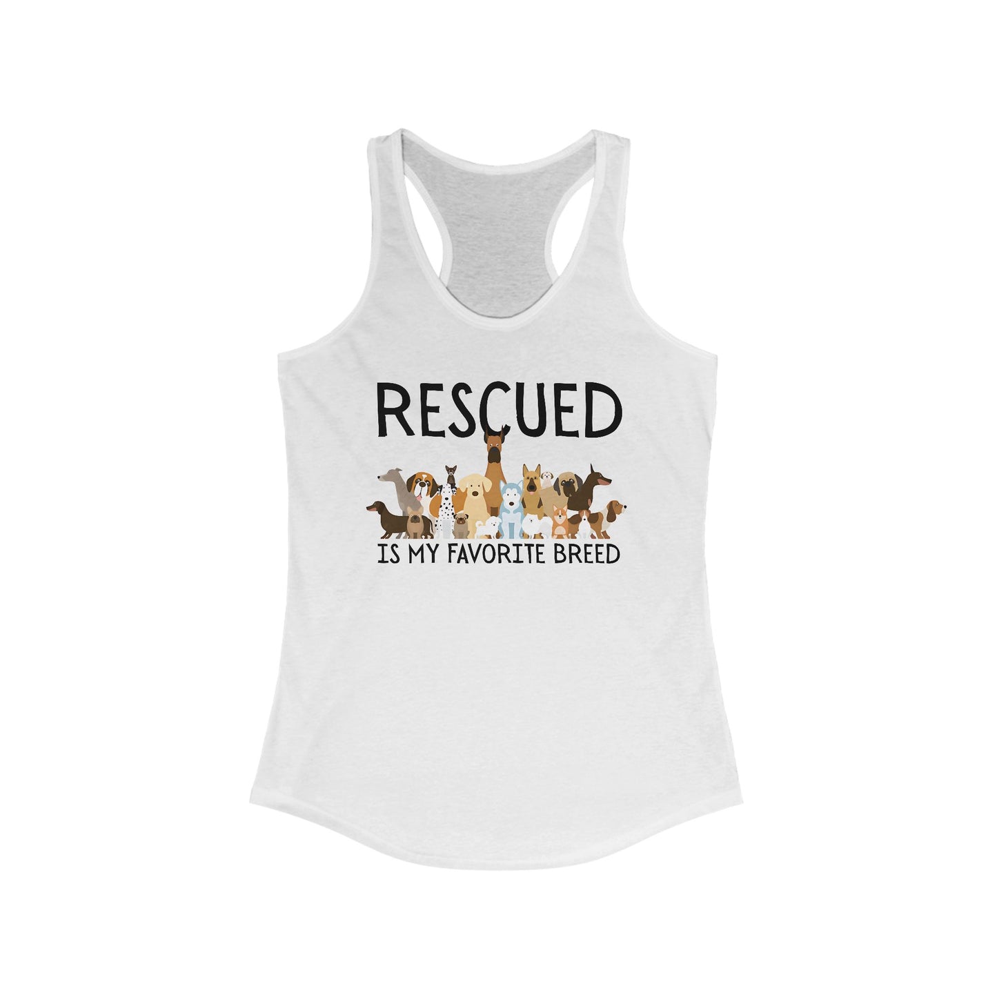 Rescued is My Favorite Breed Tank Top, Animal Lover Gift, Dog Rescue Shirt, Casual Summer Apparel, Pet Adoption Support Top