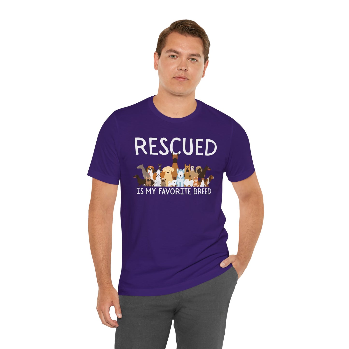 Unisex Dog Lover Tee: 'Rescued is My Favorite Breed' Shirt, Animal Rescue Gift, Pet Owner Apparel, Fun Casual Wear, Birthday Gift