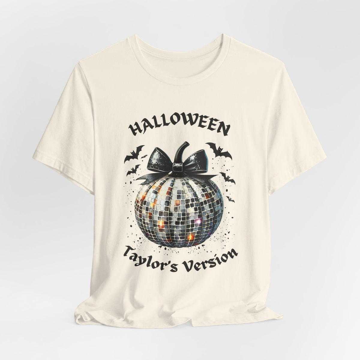 Halloween - TV - Black Disco Ball Pumpkin - Bats - Swiftie Halloween - Unisex Jersey Short Sleeve Tee