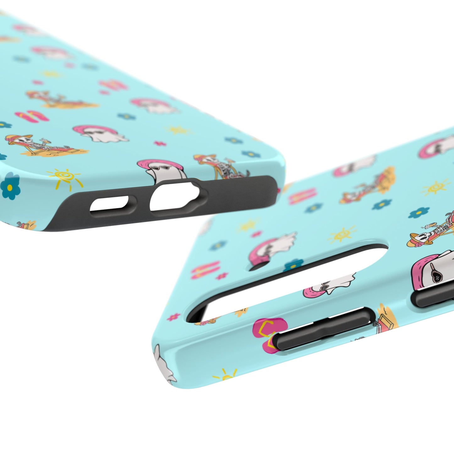 Aqua Summerween Tough Phone Cases, Cute Beach Pattern, Fun Gift for Beach Lovers, Summer Accessories, Protective Phone Cover