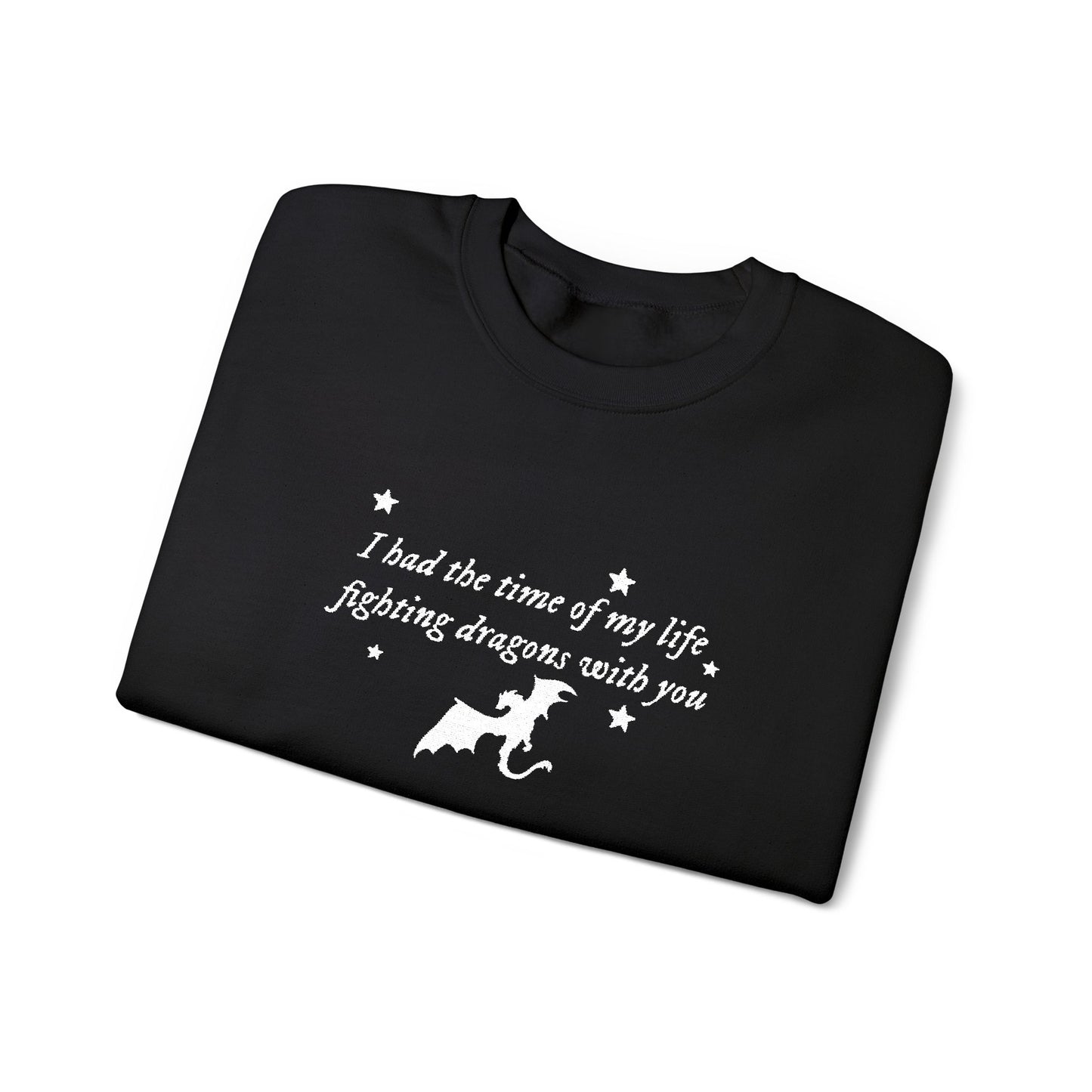 Embroidered Crewneck Sweatshirt — fighting dragons with you