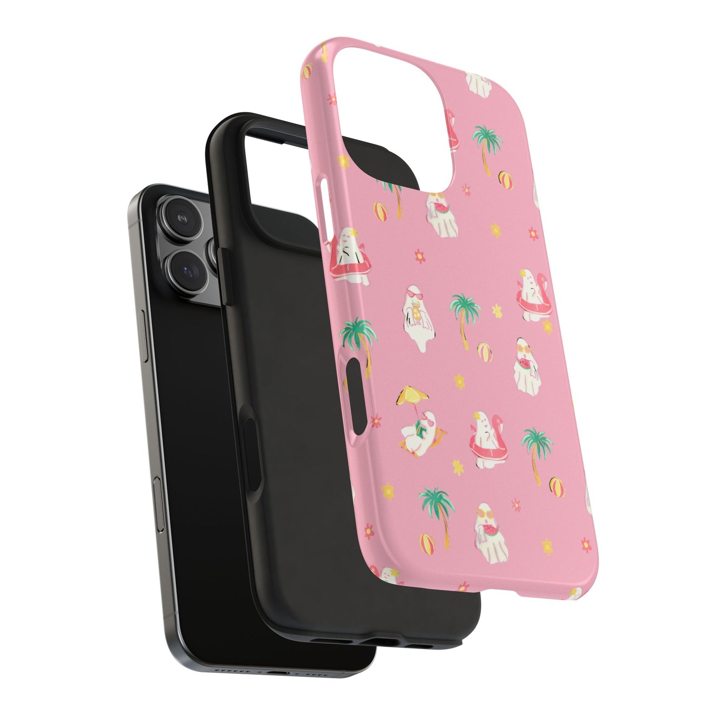 Pink Summerween Phone Cases with Ghosties - Fun Vacation Accessories, Cute Gift for Beach Lovers, Phone Covers, Summer Essentials
