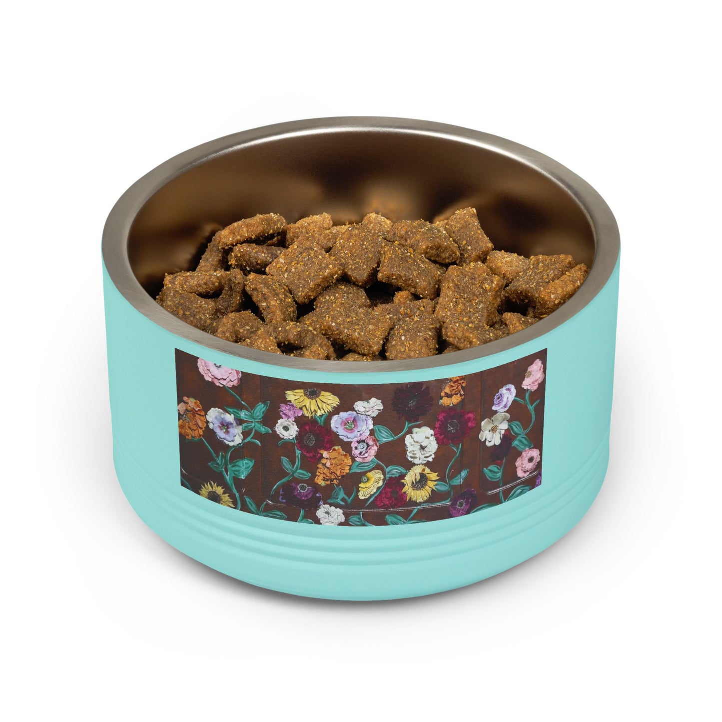 Acoustic Piano Floral Pet Bowl — 18oz Stainless Steel Dog & Cat Dish
