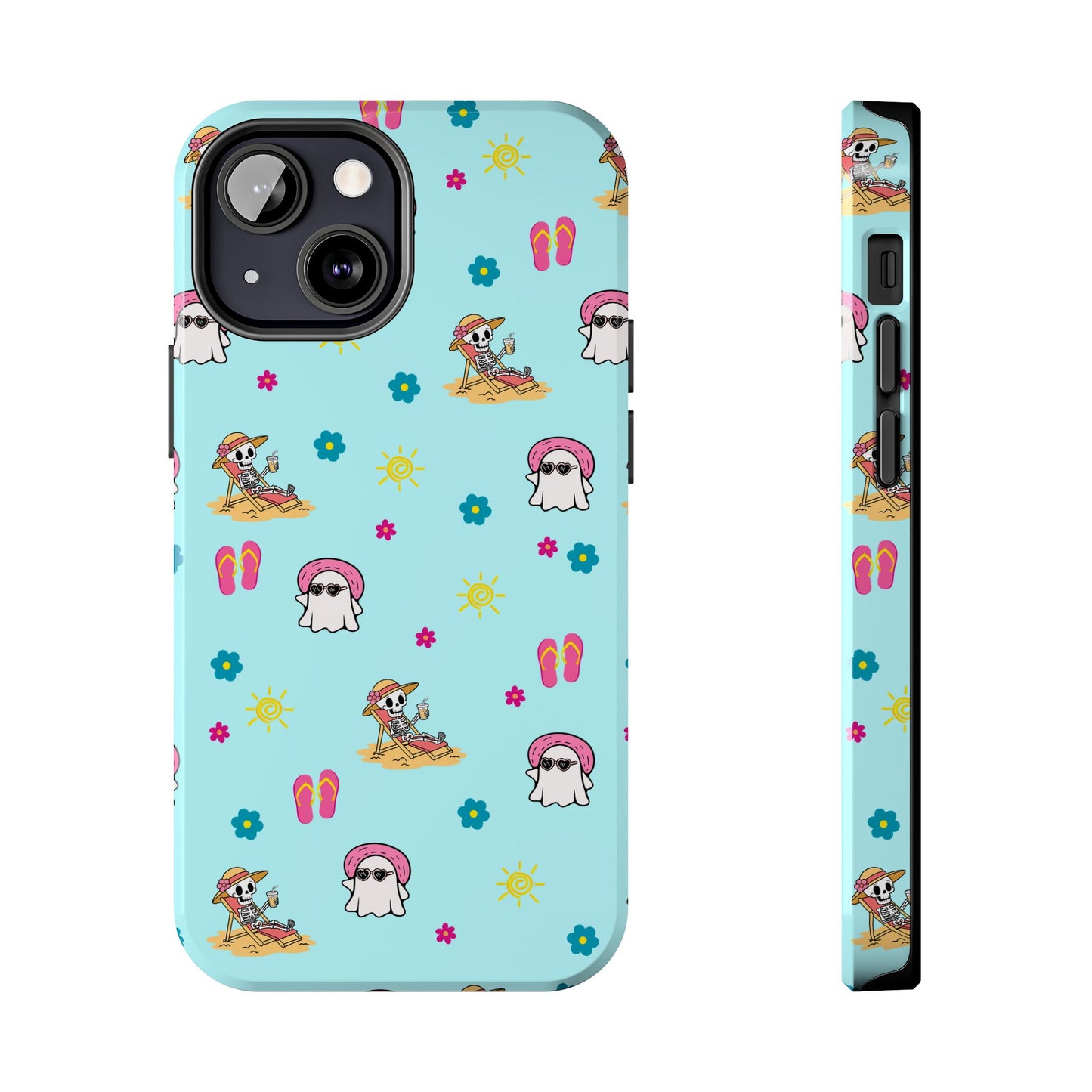 Aqua Summerween Tough Phone Cases, Cute Beach Pattern, Fun Gift for Beach Lovers, Summer Accessories, Protective Phone Cover