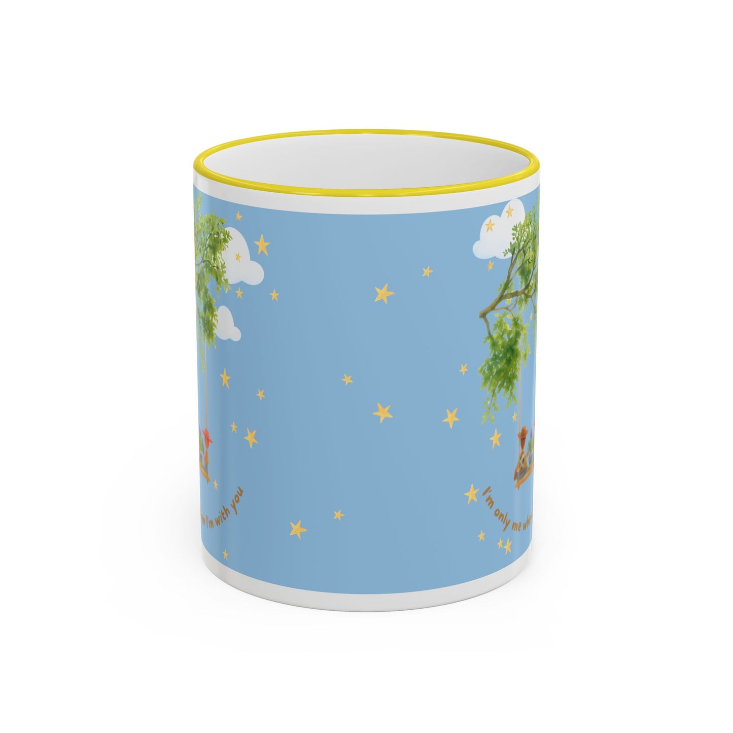 I'm only me when I'm with you Mug — Whimsical Tree, Stars & Clouds Accent Rim