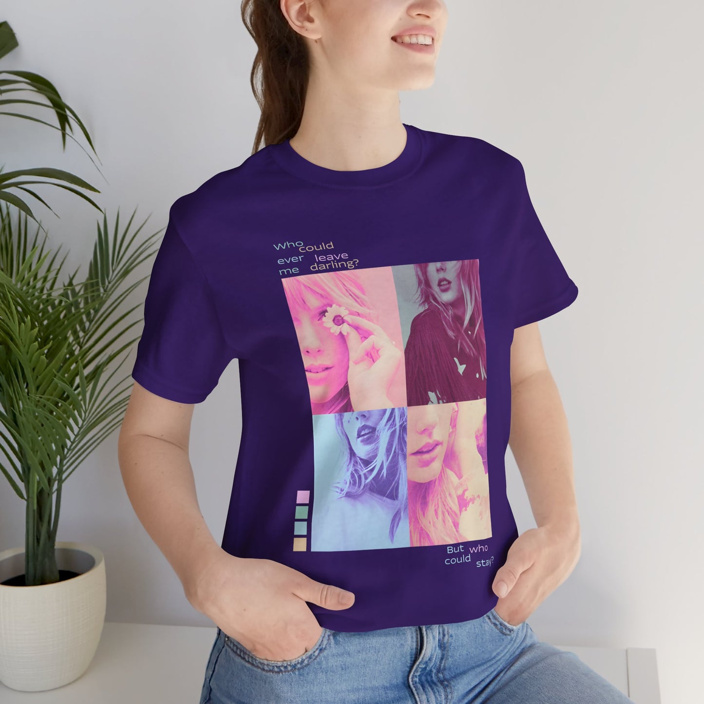 Pop Art Photo Grid Tee — "Who Could Stay?" Unisex Bella Canvas Collage T-Shirt