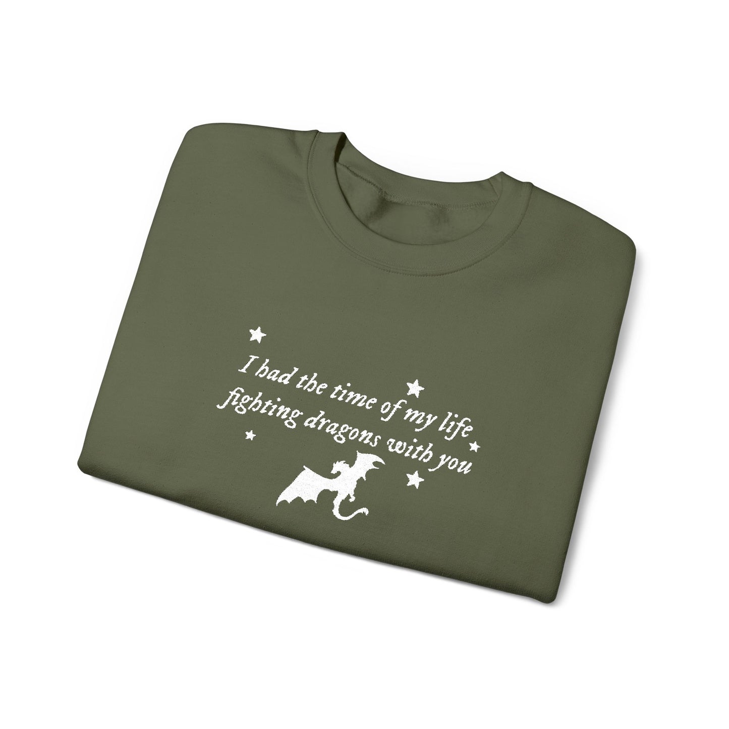 Embroidered Crewneck Sweatshirt — fighting dragons with you