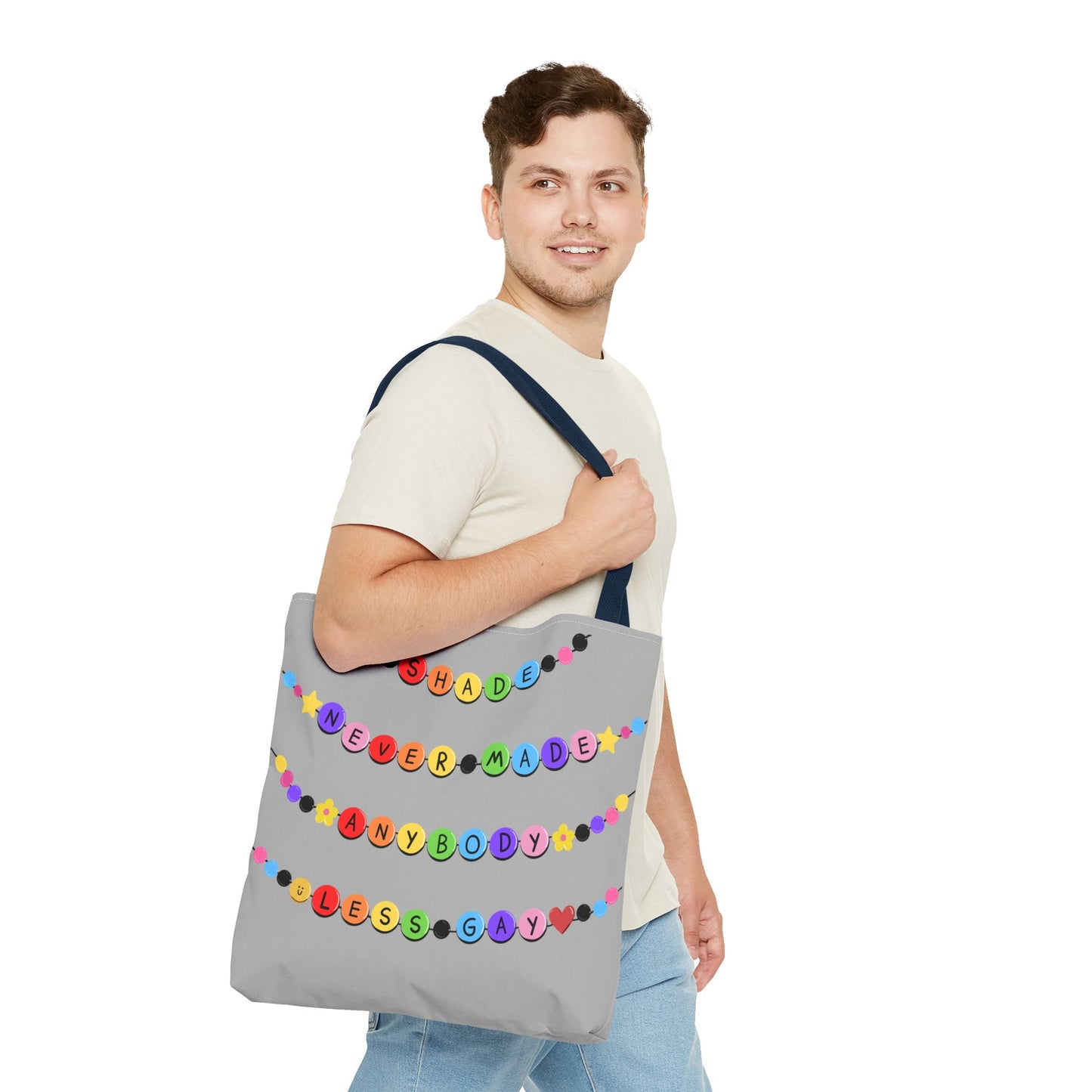 Shade Never Made Anybody Less Gay - Friendship Bracelet Pride - Colorful Pride Tote Bag, LGBTQ+ Shopping Bag, Fun Statement Bag, Gift for Friends, Eco-Friendly Tote