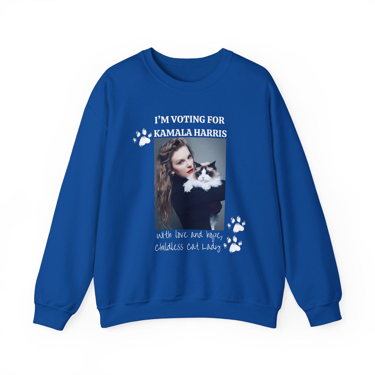 I'm voting for Kamala Harris - with love and hope, childless cat lady - Swifties for Harris - Unisex Heavy Blend™ Crewneck Sweatshirt