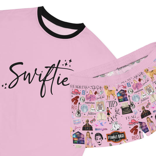 Pink Swiftie Fan Scatter Women's Short Pajama Set