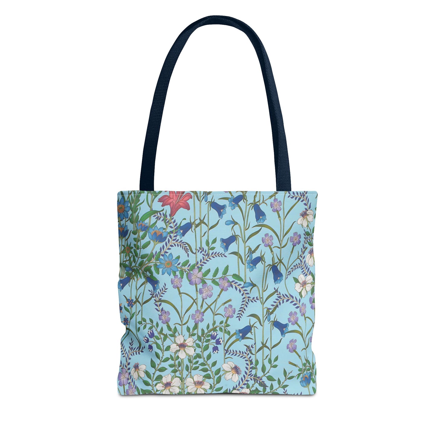 Floral Pattern Tote Bag "Flora Blue" - Vibrant Garden Style for Everyday Use