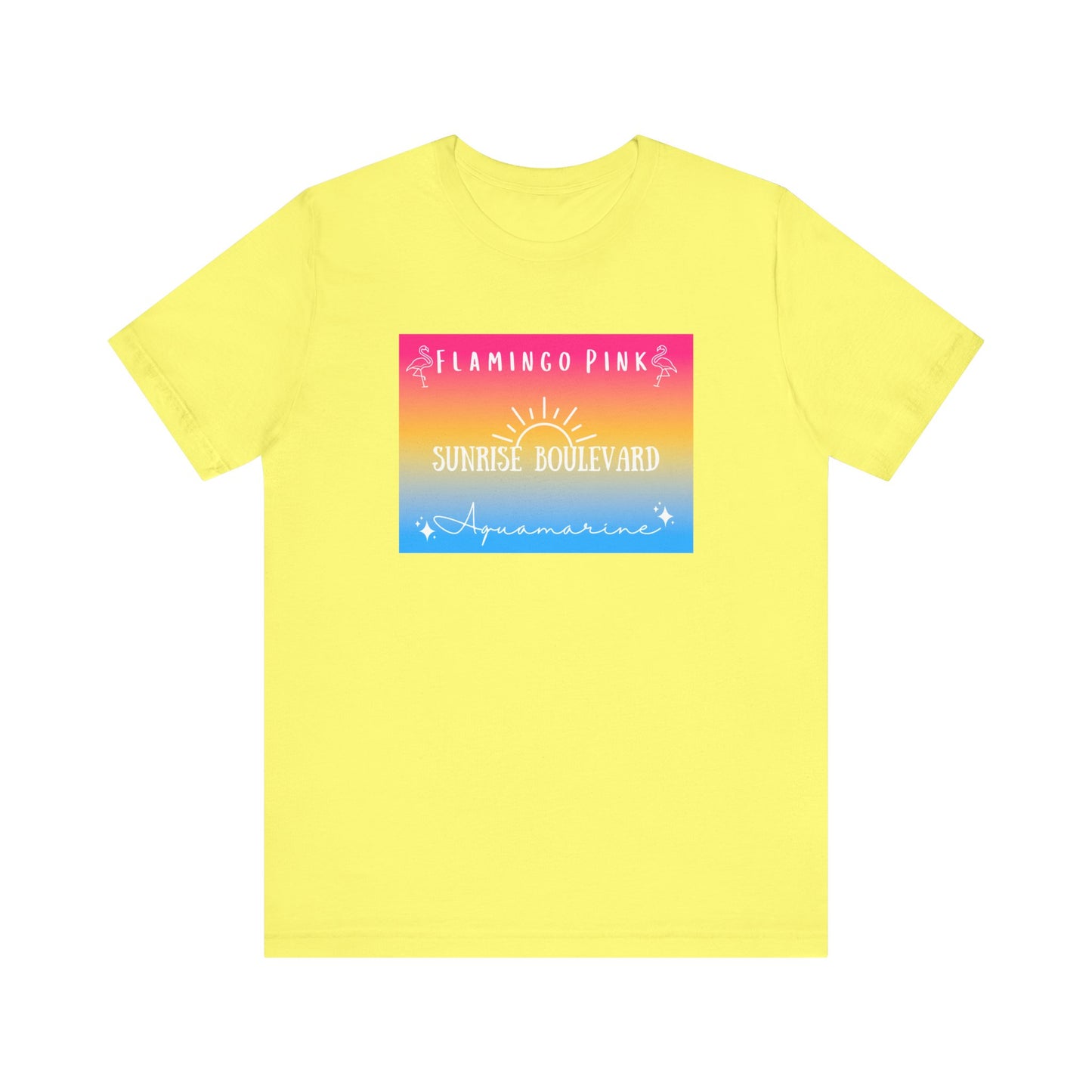 Flamingo Pink, Sunrise Blvd, Aquamarine - Pansexual Pride - Unisex Jersey Short Sleeve Tee