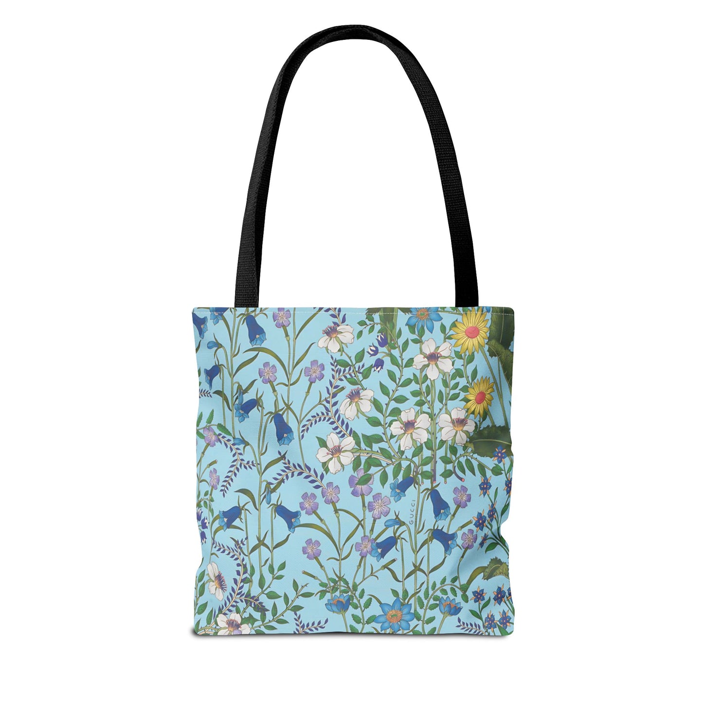 Floral Pattern Tote Bag "Flora Blue" - Vibrant Garden Style for Everyday Use