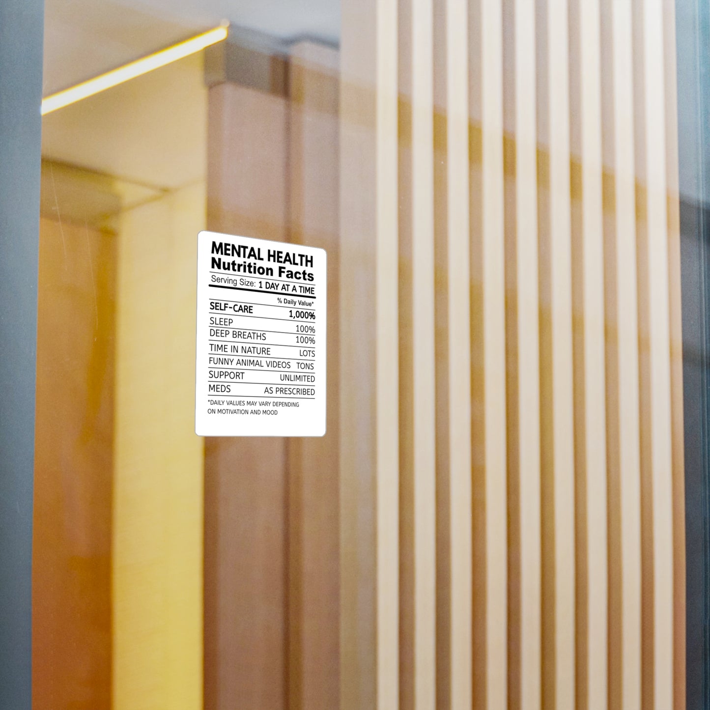 Mental Health Nutrition Facts Vinyl Sticker, Motivational Sticker for Self-Care, Home Office Decor, Mental Health Awareness Décor, Gift for Friends