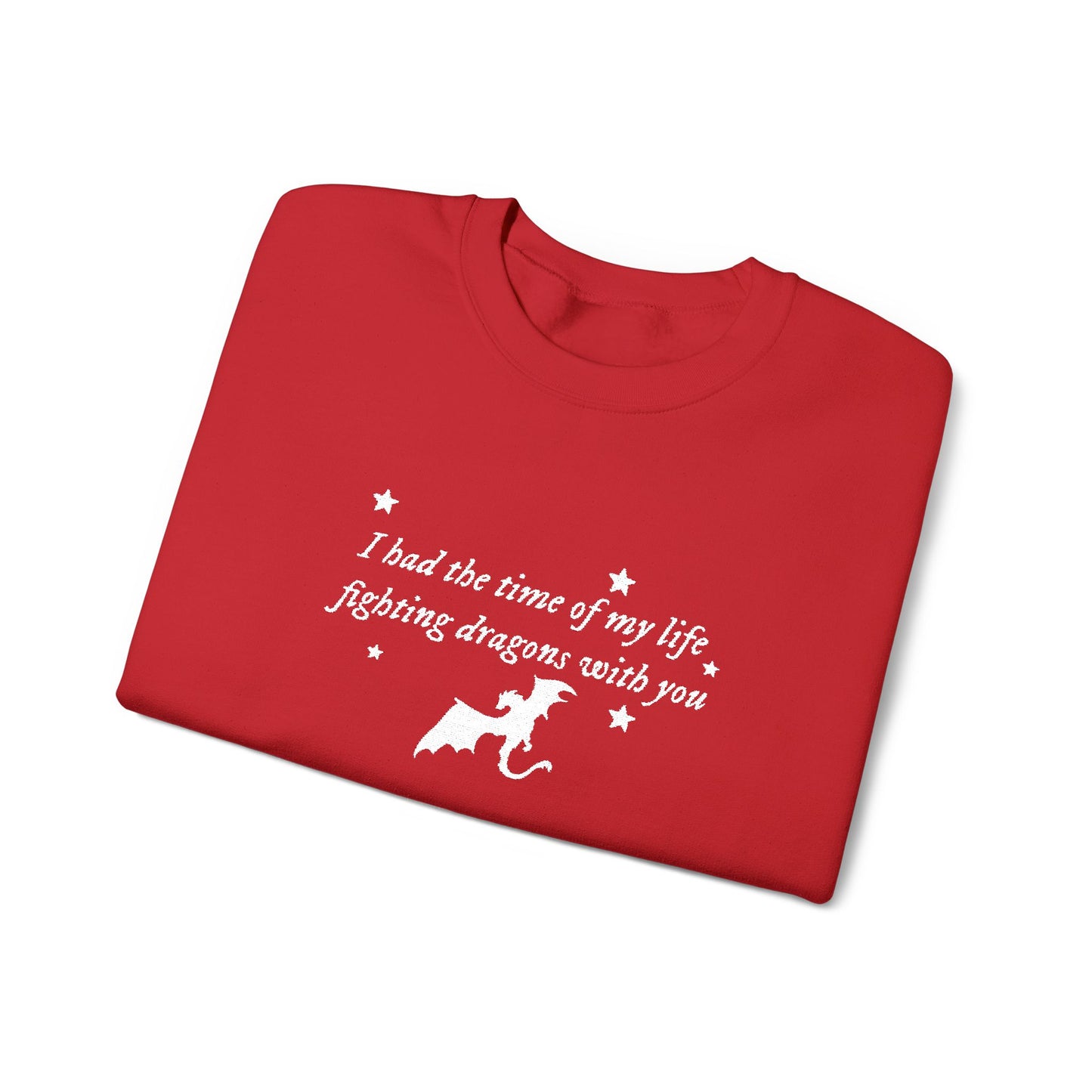 Embroidered Crewneck Sweatshirt — fighting dragons with you