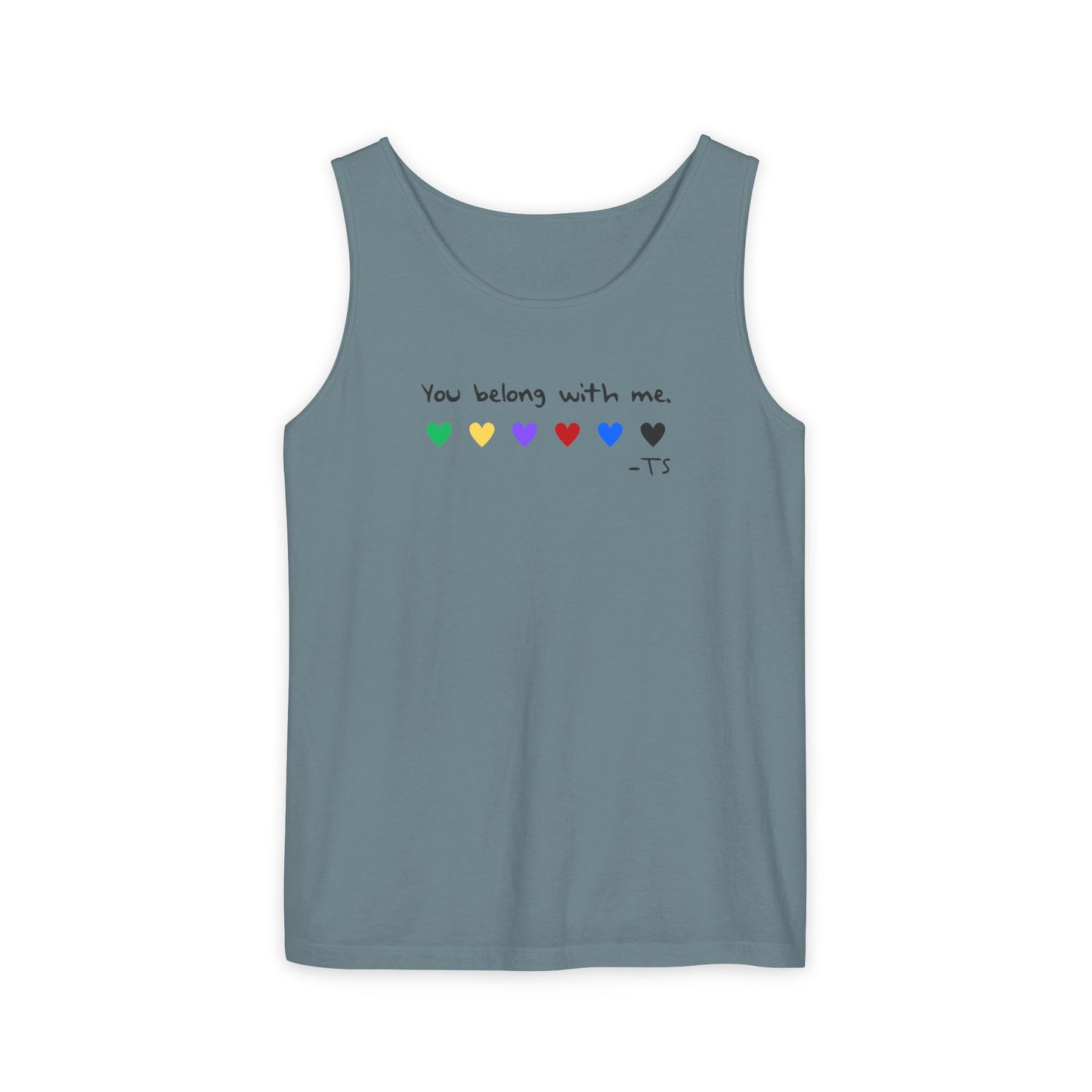 You Belong With Me Printed Comfort Colors Unisex Garment-Dyed Tank Top, Love Heart Tee, Cute Summer Top, Casual Wear, Gift for Friends
