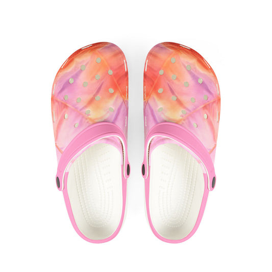 Pink Watercolor EVA Foam Clogs "Miss Americana" — Lightweight Garden & Beach Shoes