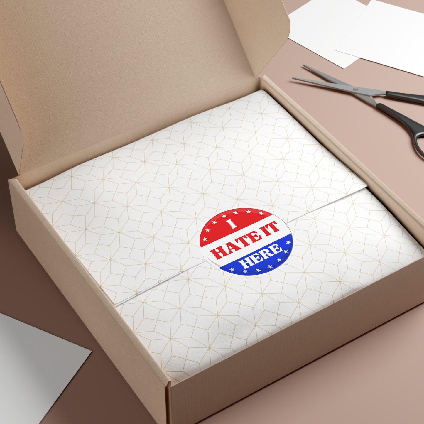 Political Vinyl Sticker — "I Hate It Here" -Blue Party