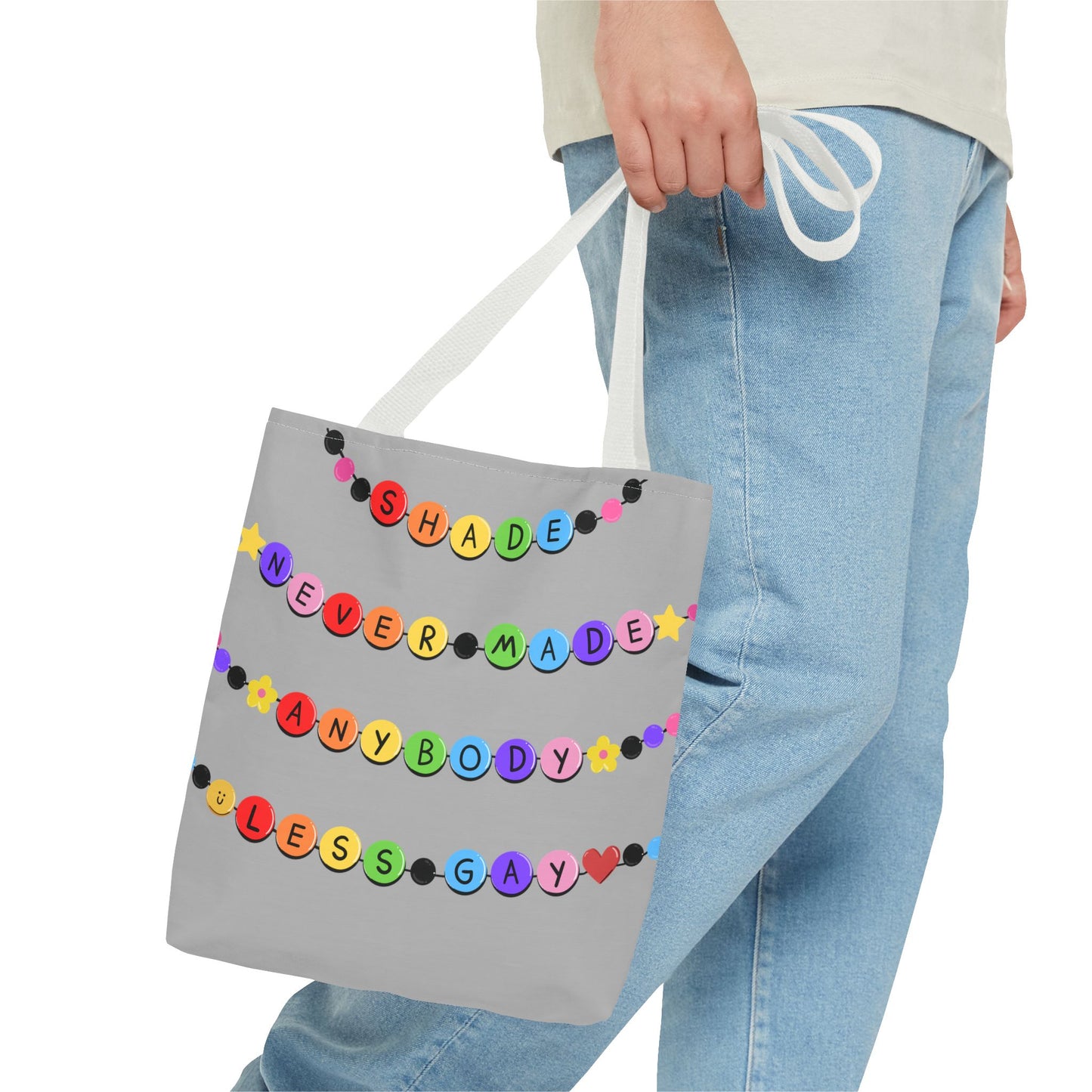 Shade Never Made Anybody Less Gay - Friendship Bracelet Pride - Colorful Pride Tote Bag, LGBTQ+ Shopping Bag, Fun Statement Bag, Gift for Friends, Eco-Friendly Tote