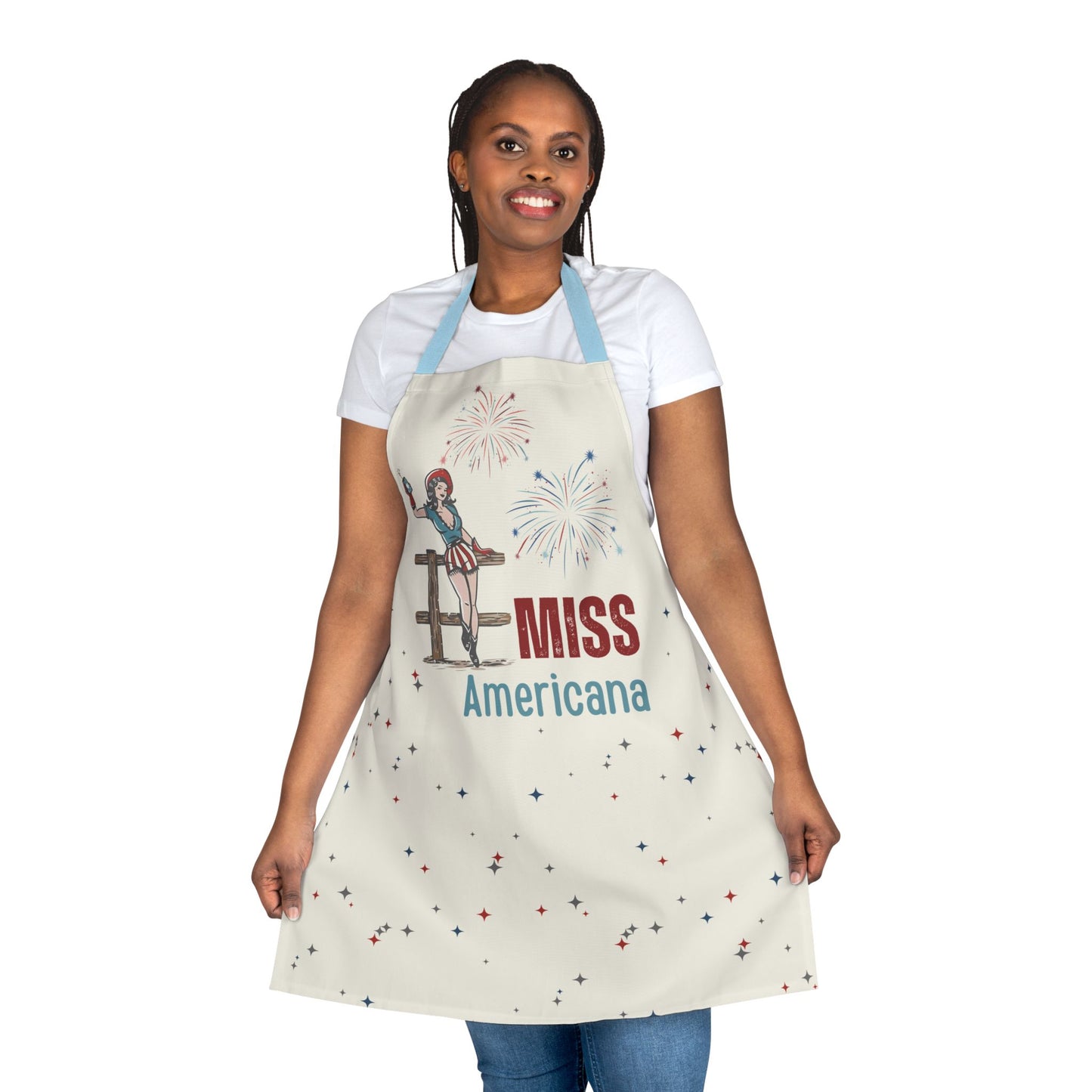 Patriotic Apron - Miss Americana, 4th of July Cooking Gift, Holiday BBQ Apron, Americana Kitchen Style, Baking, Grilling, Family Gatherings