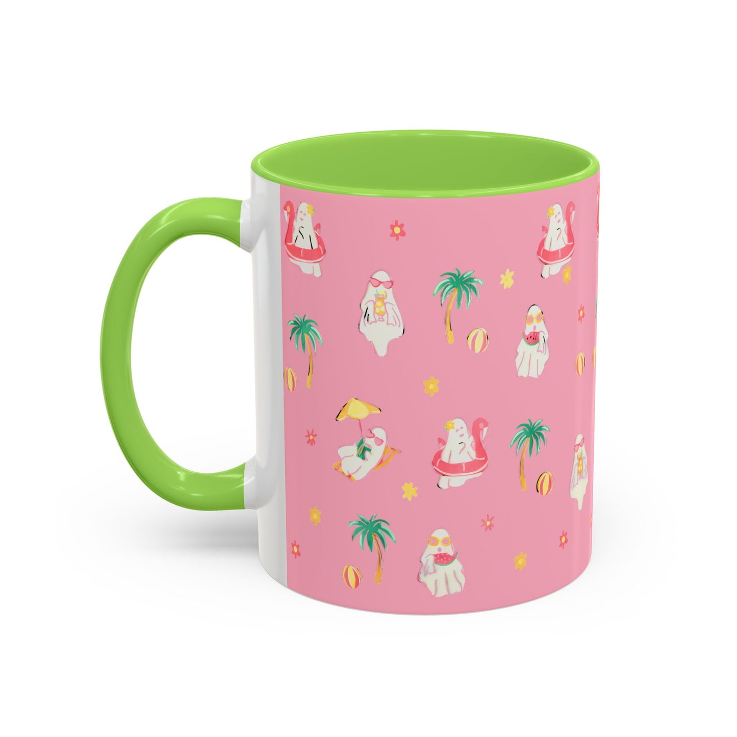 Pink Summerween Ghostie Mugs - Fun Gift, Beach Decor, Unique Coffee Cup, Cute Summer Drinkware, Perfect for Summer
