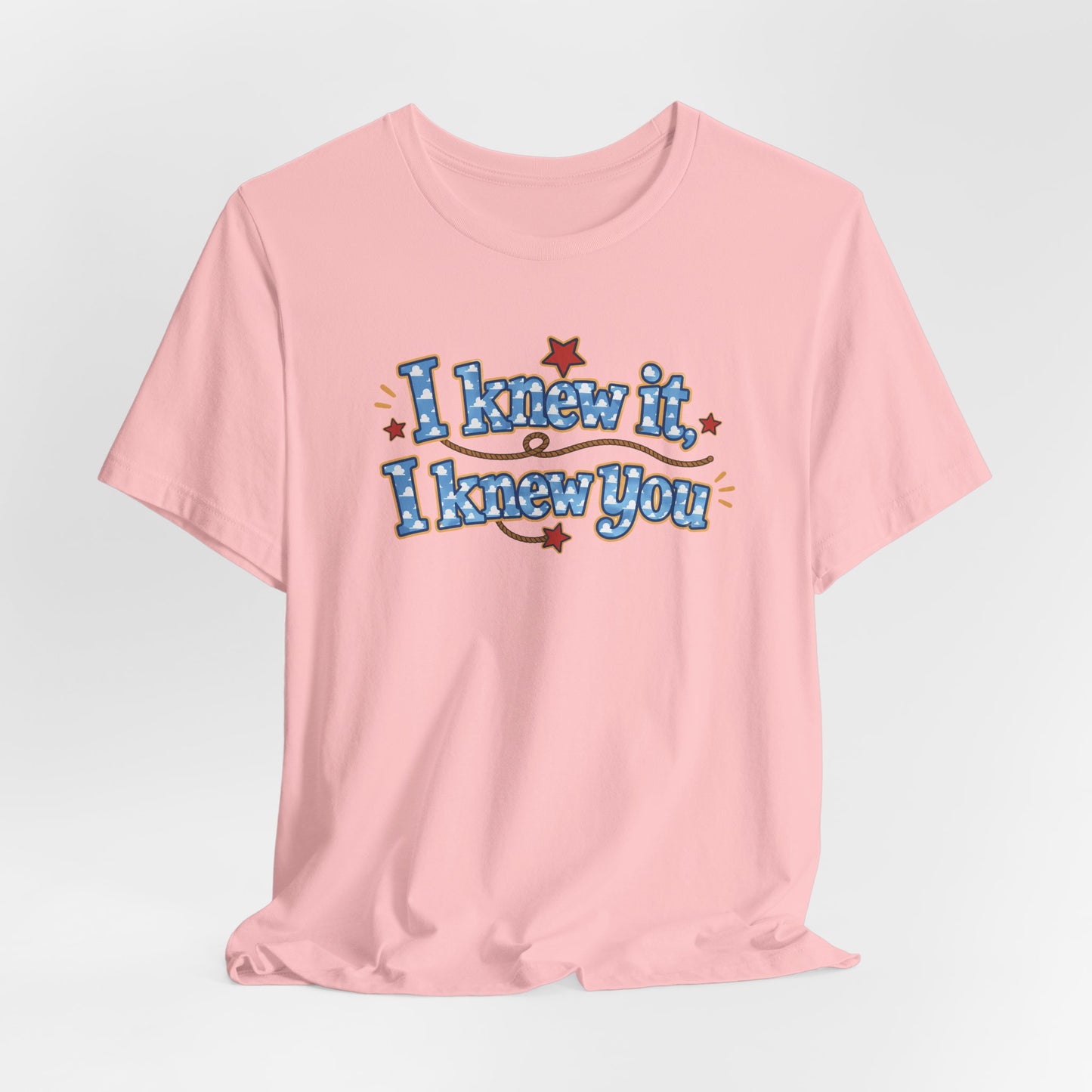 I Knew It I Knew You T-Shirt — Retro Blue Text Graphic Tee