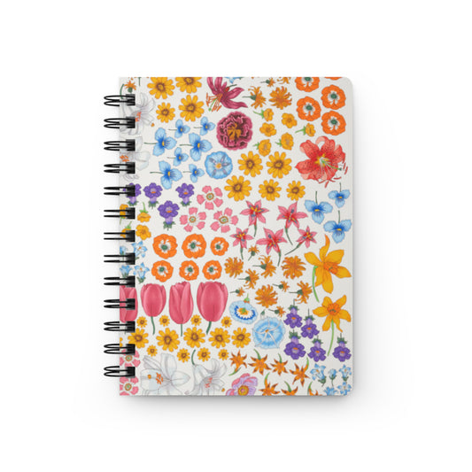 Floral Spiral Bound Journal "Flora White" - Colorful Flower Design for Creative Journaling