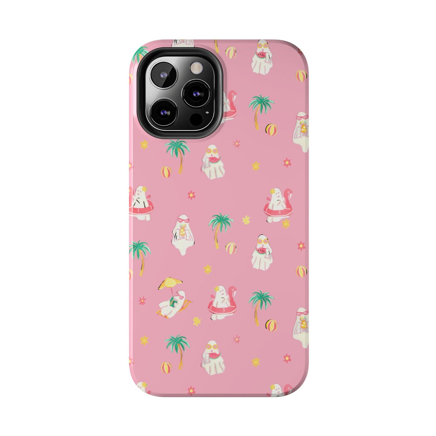 Pink Summerween Phone Cases with Ghosties - Fun Vacation Accessories, Cute Gift for Beach Lovers, Phone Covers, Summer Essentials