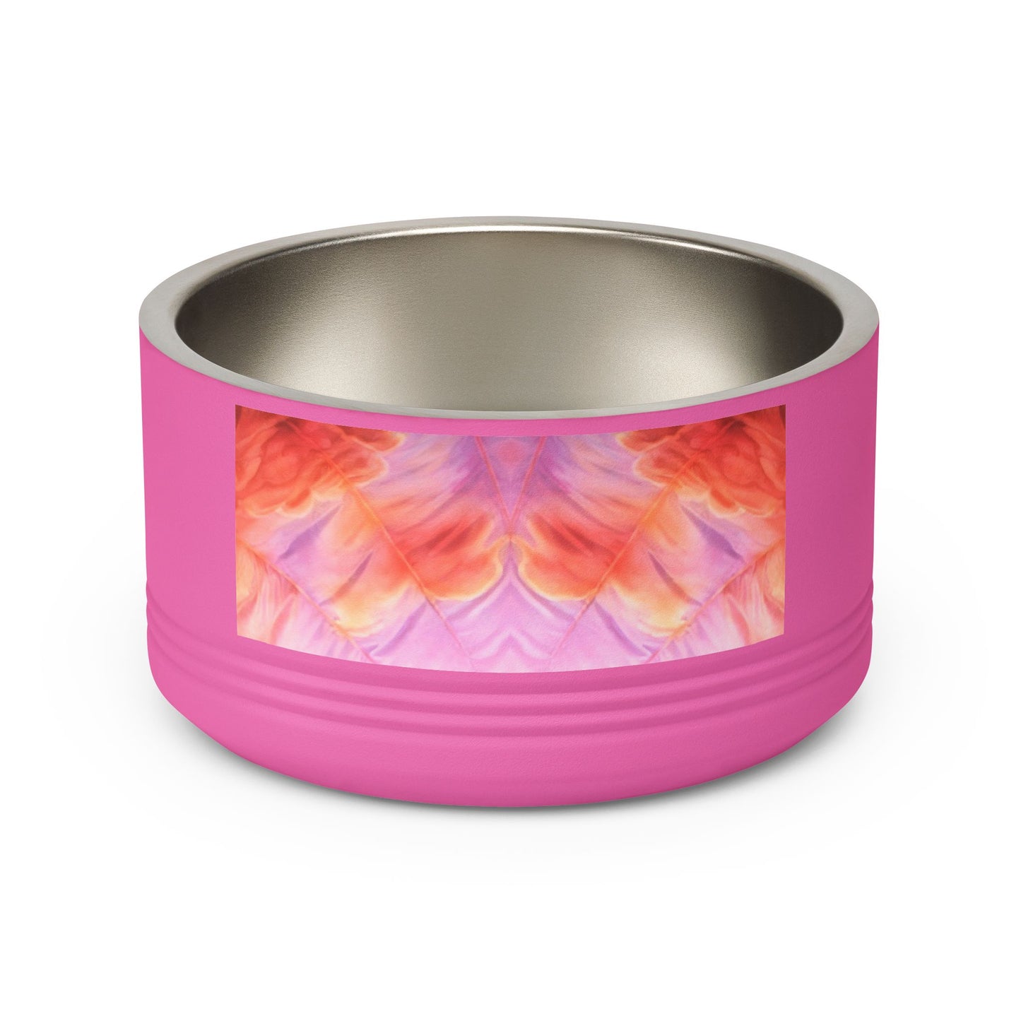 Miss Americana Stainless Steel Pet Bowl - Pink Orange Watercolor Floral Design, 18oz