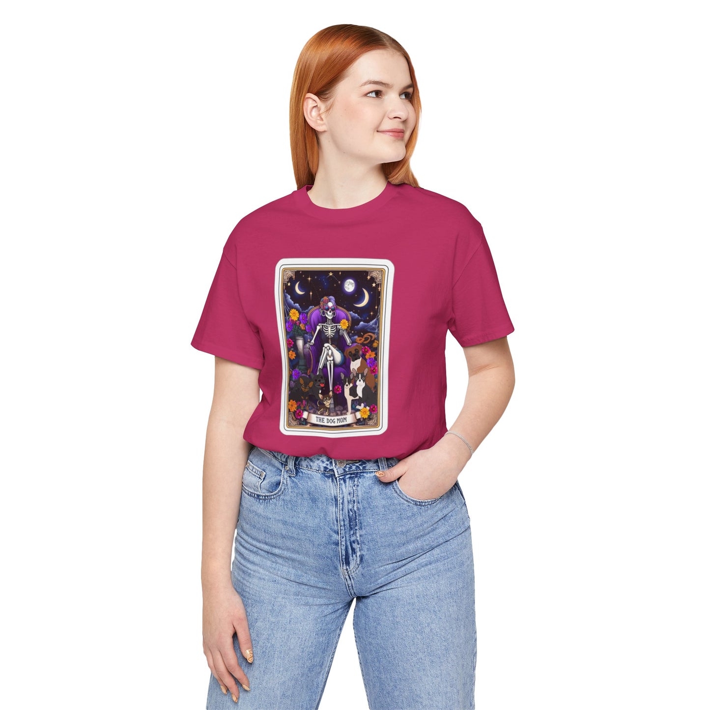 Custom Dog Mom Tarot Tee: Unisex Bella Canvas Jersey Short Sleeve Shirt, Pet Lover Gift, Graphic Tee, Casual Wear