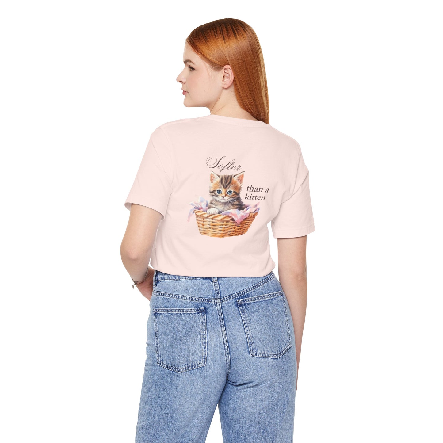 Sweeter than a Peach, Softer than a Kitten - Bella Canvas Unisex Jersey T-Shirt | Graphic Tee for Cat Lovers, Gifts for Her, Birthday Present, Casual Wear, Peach and Kitten Designs
