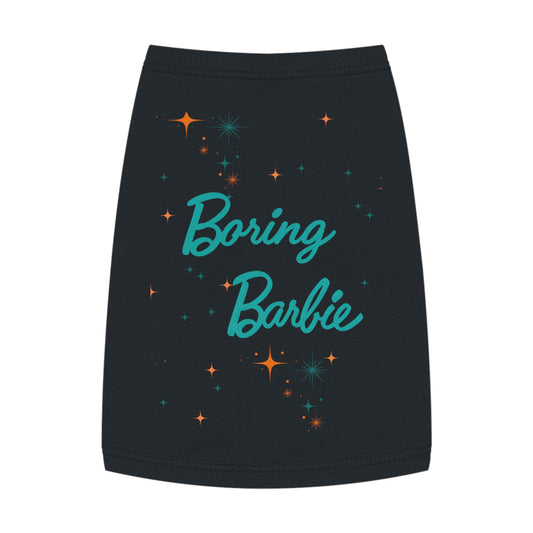 Boring Barbie Pet Tank Top — Cute Retro Script Dog Shirt with Sparkle Stars