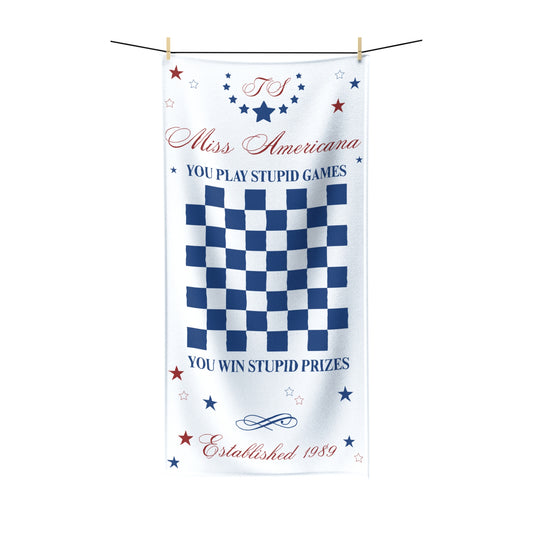 XL Miss Americana Checkerboard Towel, Vintage Picnic Towel, Game Night Towel, Patriotic Beach Towel, Fun Gift for Friends, Americana Home Decor