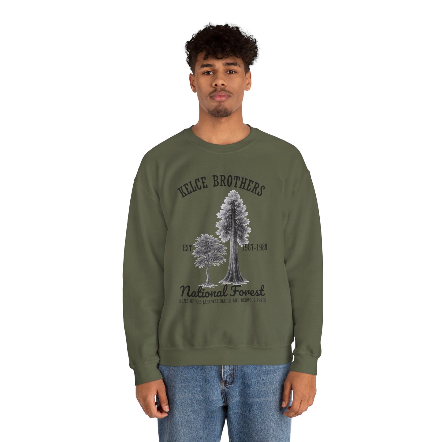 Kelce National Forest Crewneck Sweatshirt - "Kelce Brothers" Vintage Tree Graphic