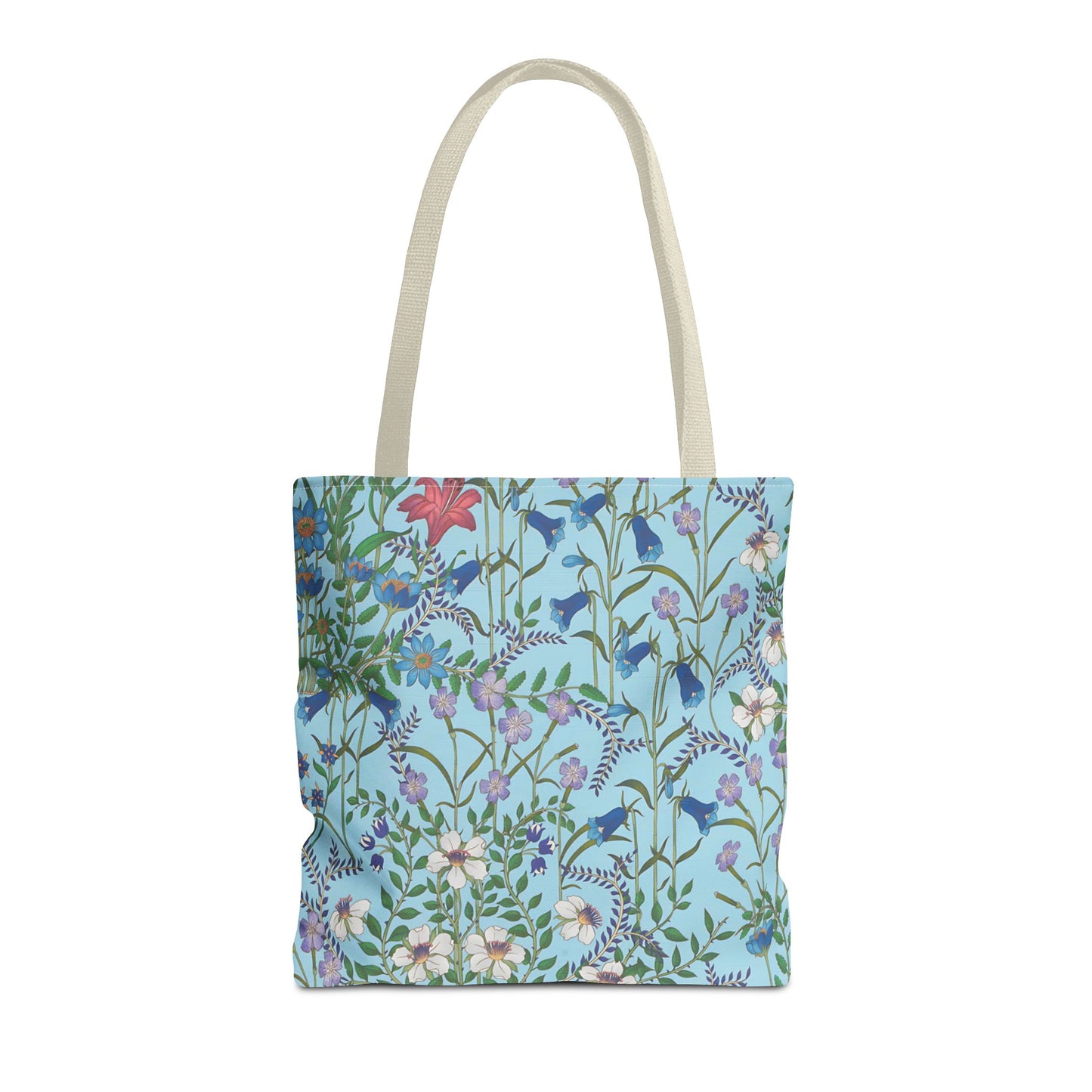 Floral Pattern Tote Bag "Flora Blue" - Vibrant Garden Style for Everyday Use