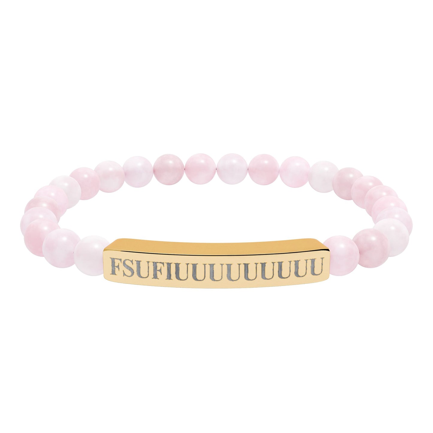 Engraved Natural Stone Stretch Bracelet —FSUFIUUUUUUUUU