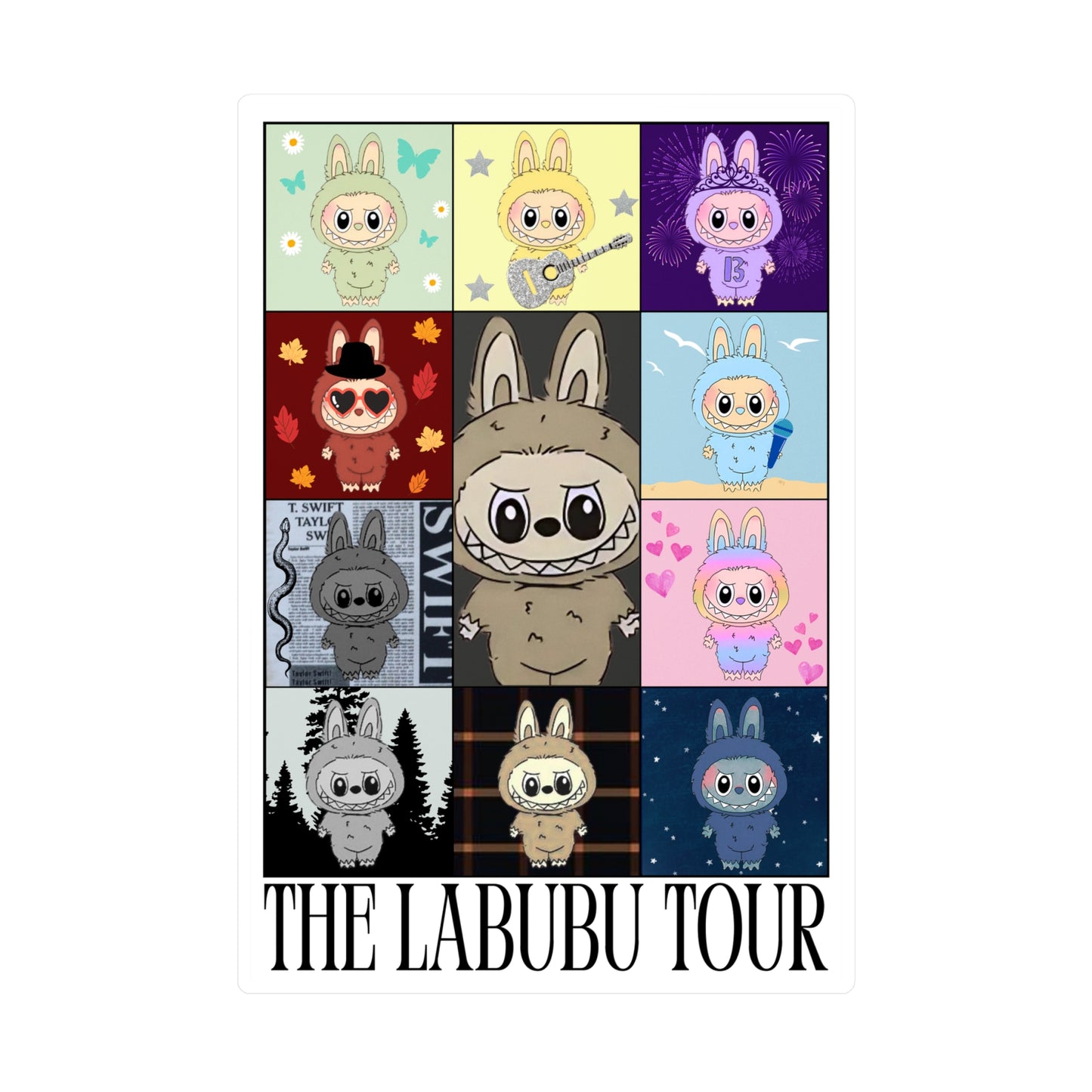 Character Tour Vinyl Sticker, Cute Art Stickers for Laptops, Water Bottles, Dorm Decor, Swiftie Sticker