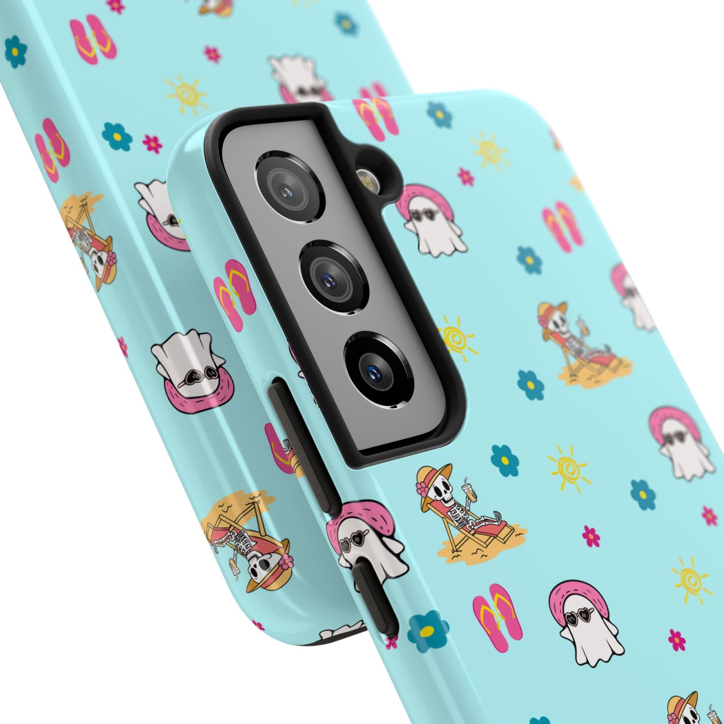 Aqua Summerween Tough Phone Cases, Cute Beach Pattern, Fun Gift for Beach Lovers, Summer Accessories, Protective Phone Cover