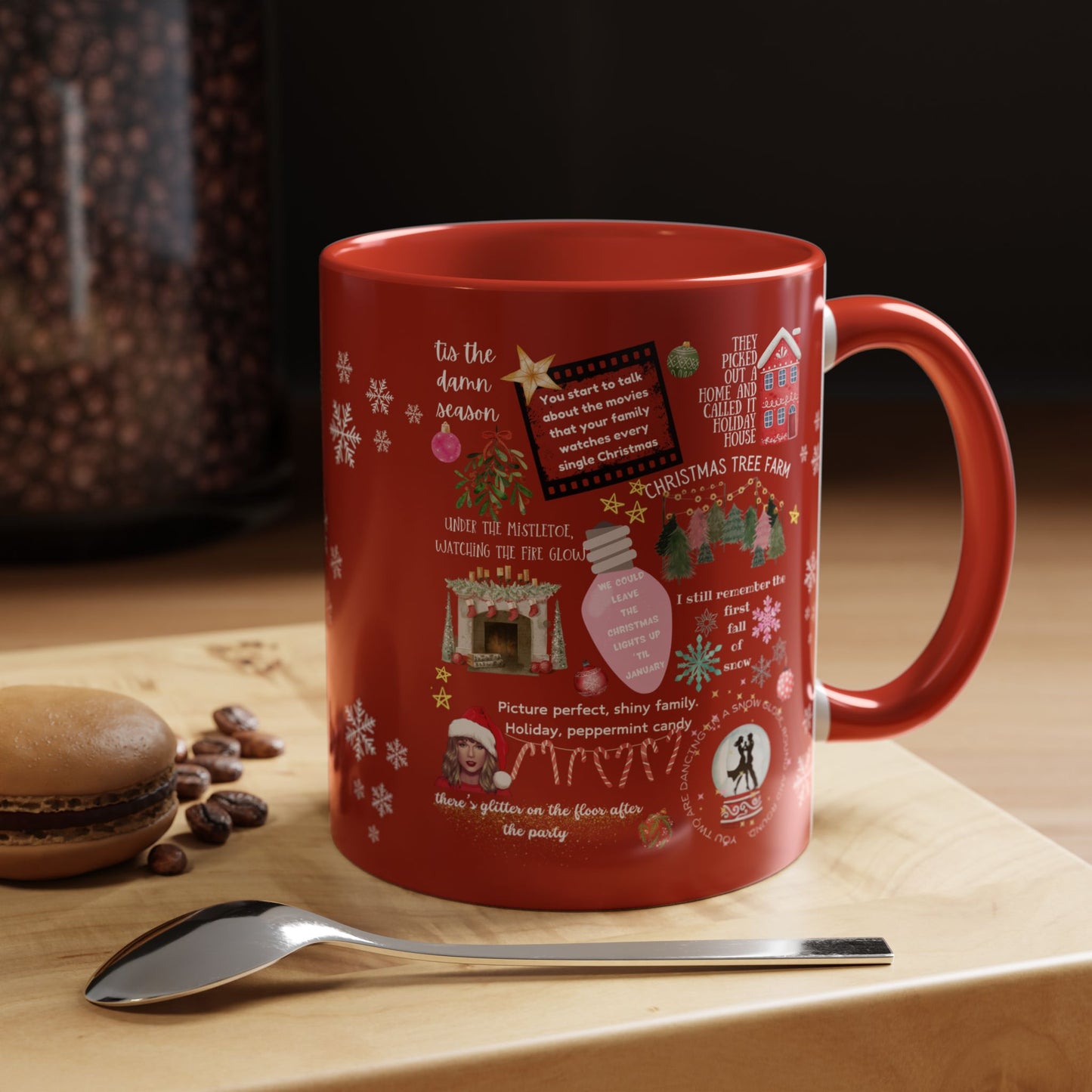 Merry Swiftmas - Swiftie Lyrics Collage - Accent Coffee Mug (11, 15oz)