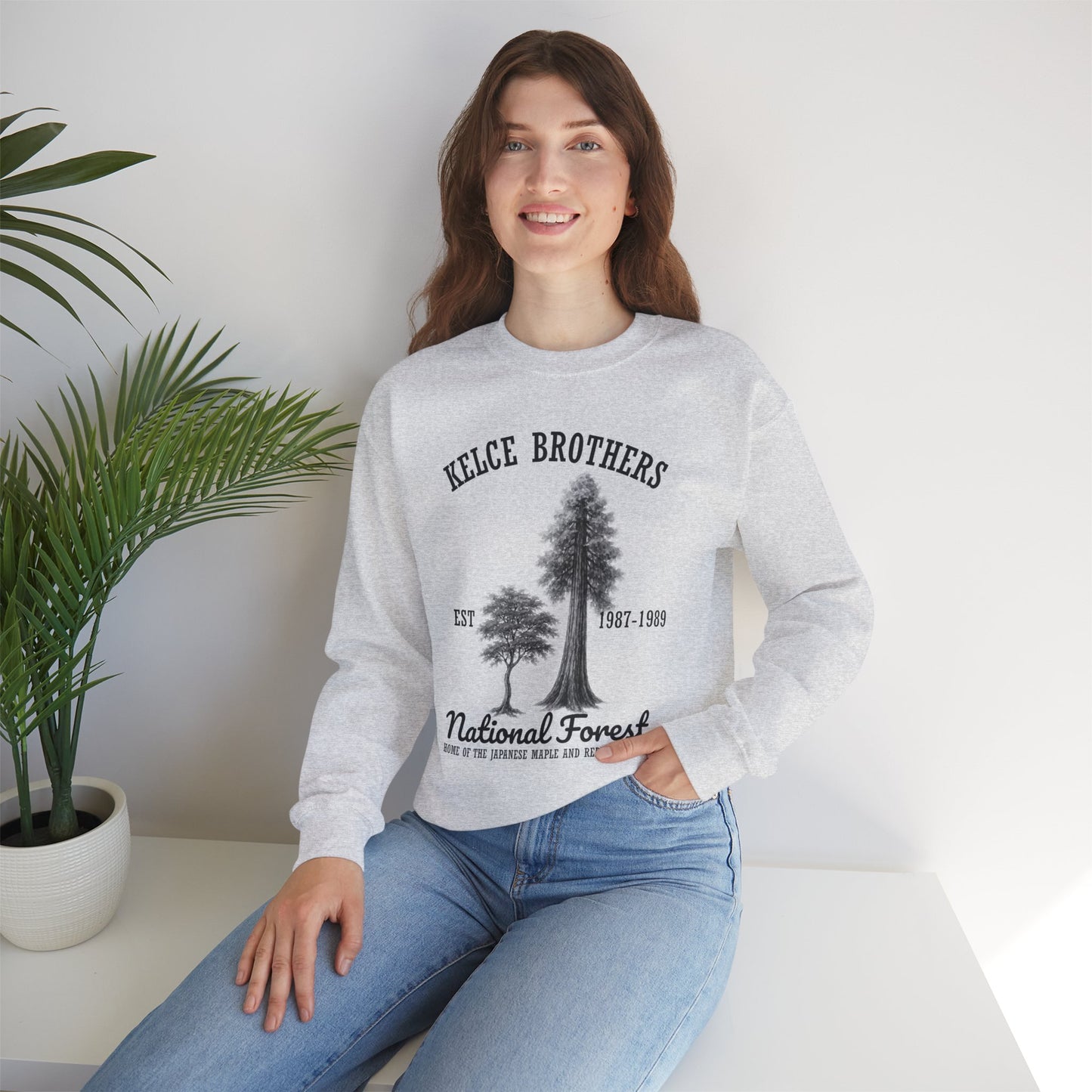 Kelce National Forest Crewneck Sweatshirt - "Kelce Brothers" Vintage Tree Graphic